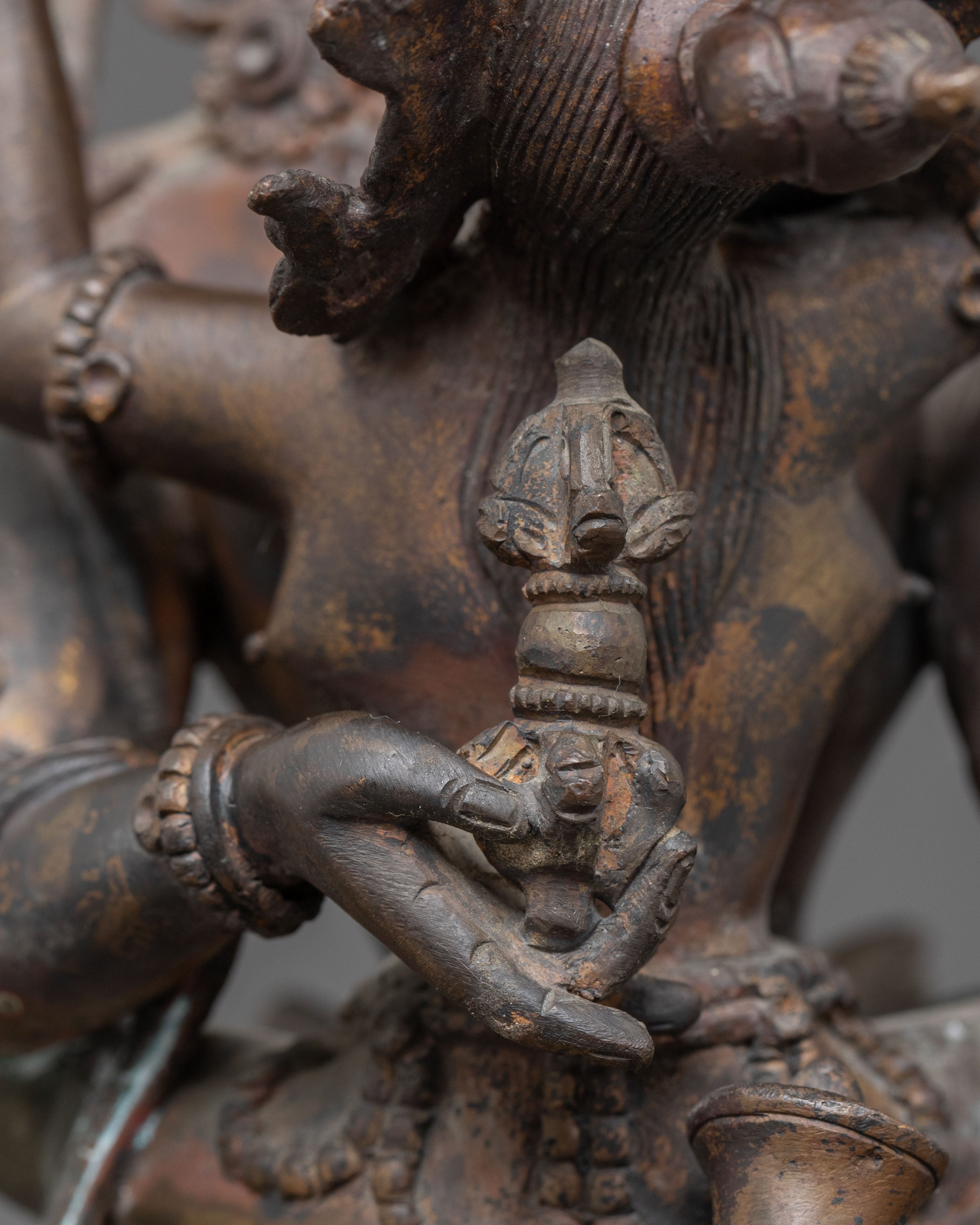 Buddhist Statue of Vajrasattva with Consort | Antique Finish