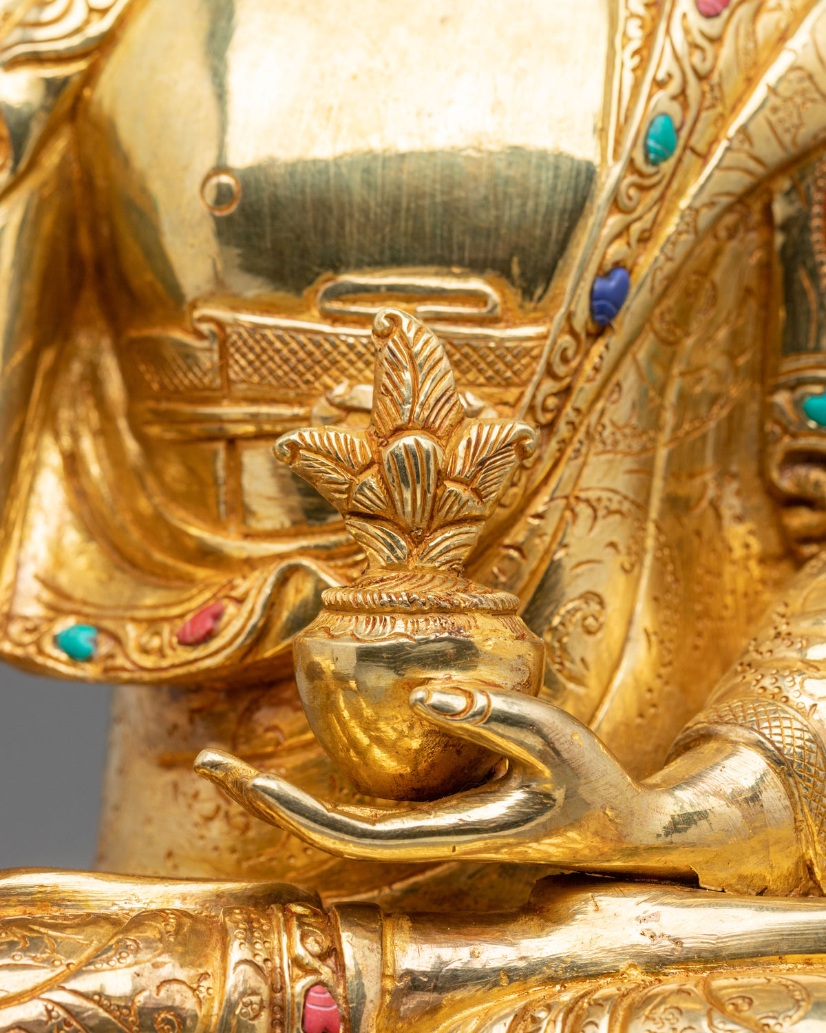 Handmade Three Buddhas Copper Statue Set | 24K Gold Gilded