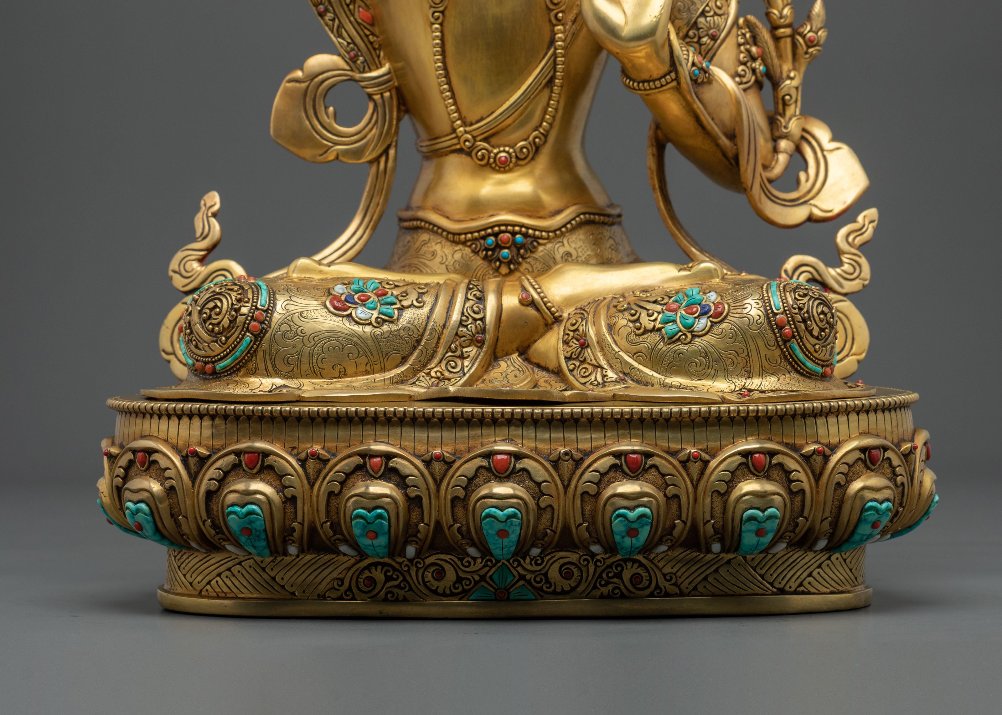 Manjushri Sacred Copper Statue | 24K Gold Gilded Wisdom Bodhisattva Sculpture