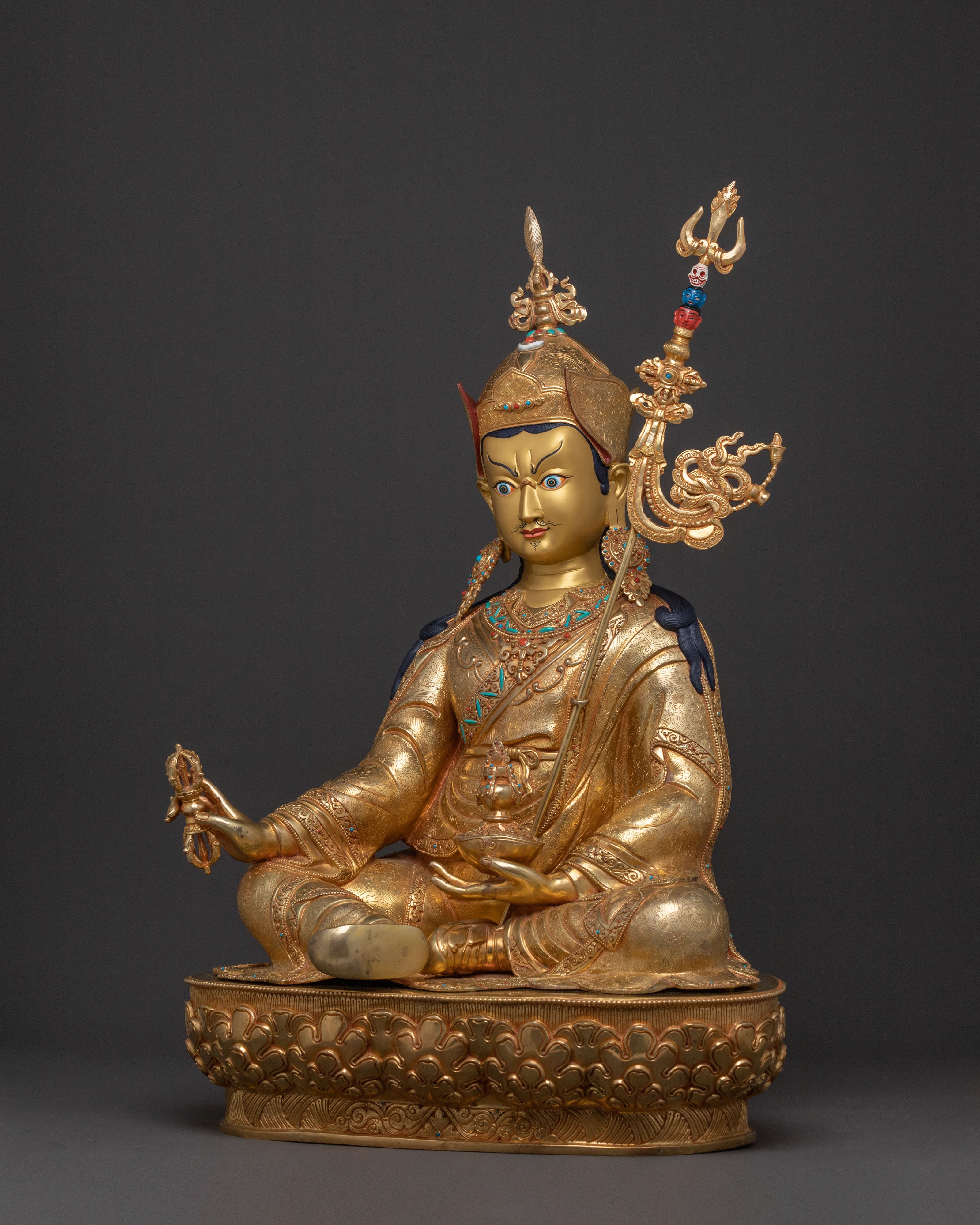 A Majestic Guru Rinpoche Handcrafted Statue
