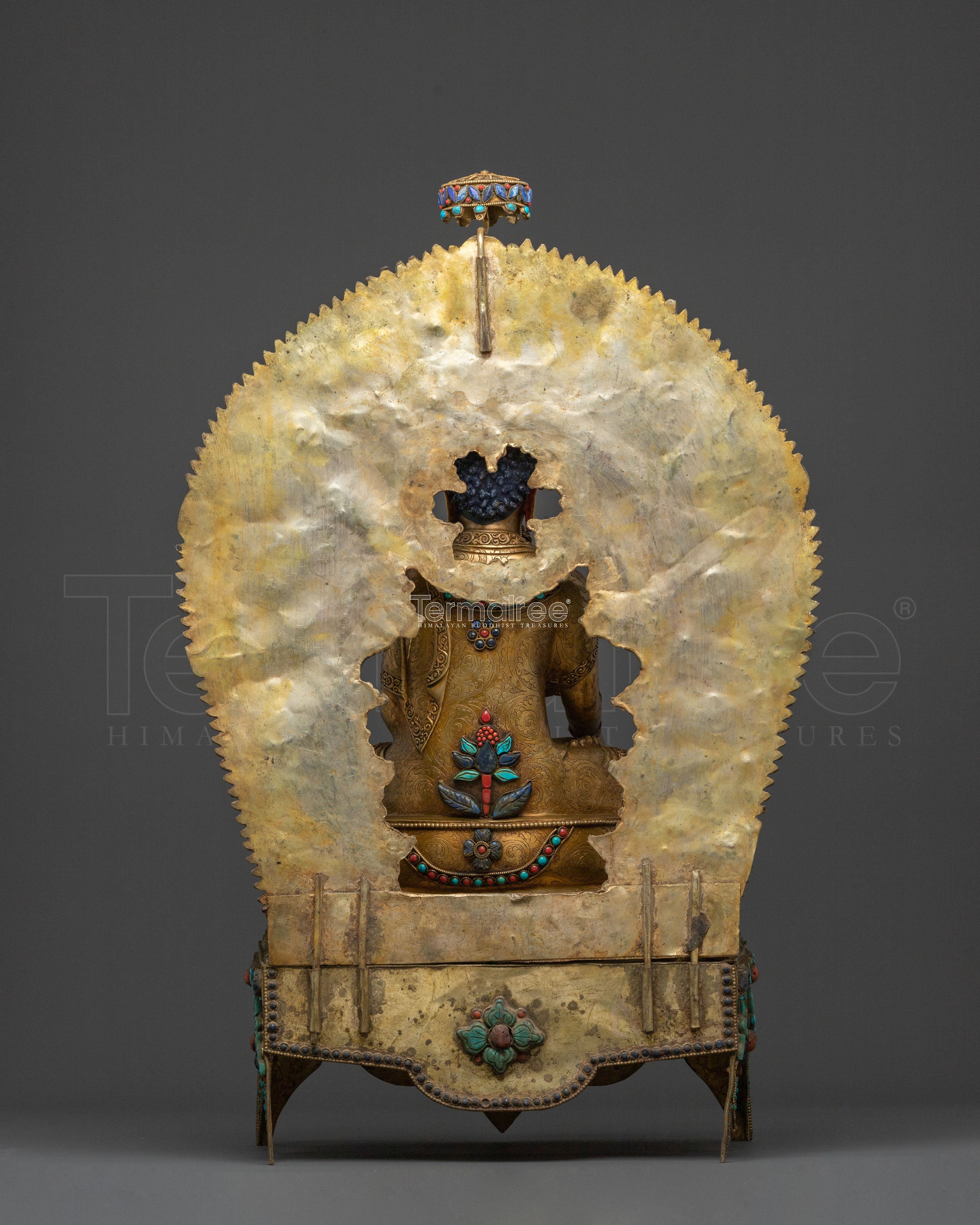 Shakyamuni Buddha On Throne Handcrafted Statue