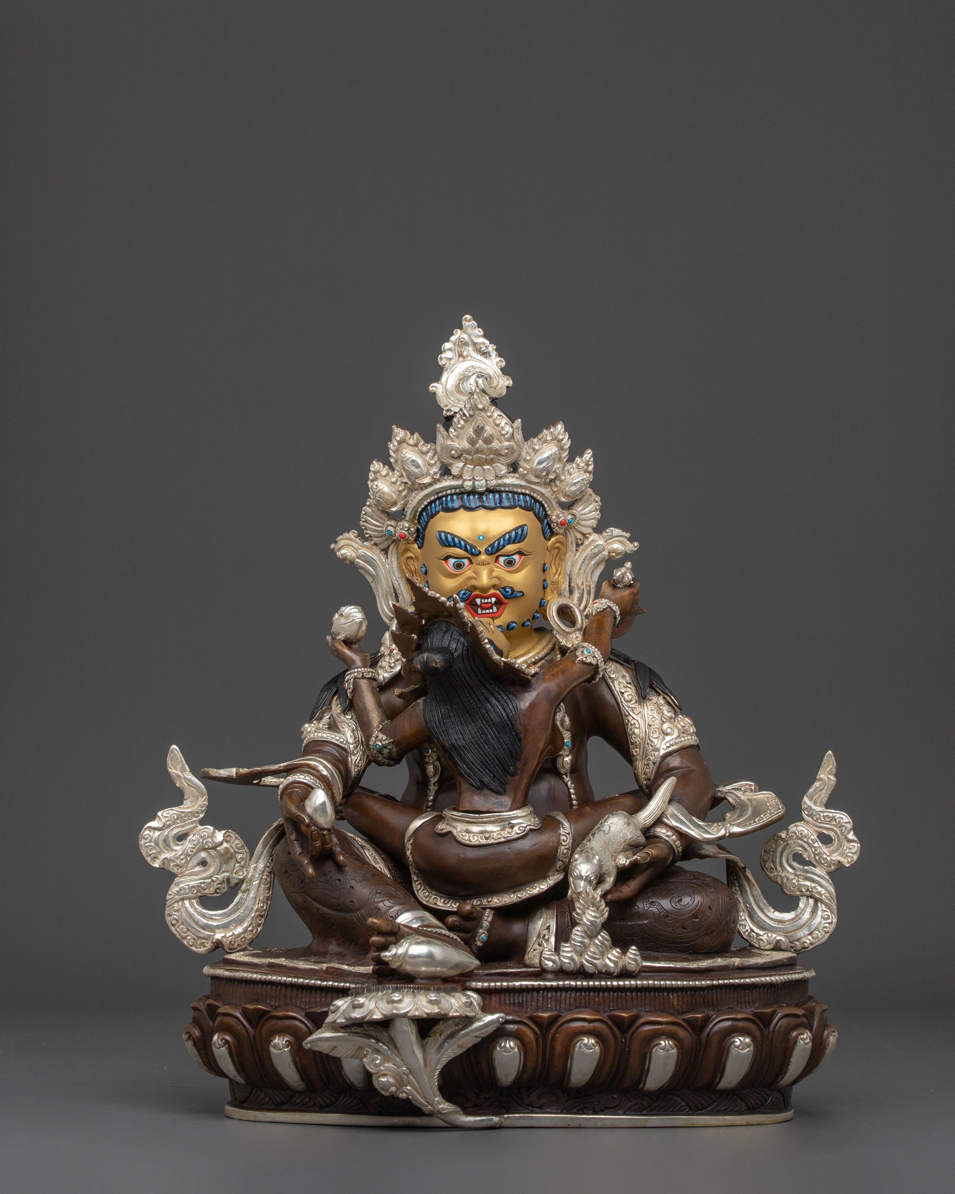 Handmade Green Dzambhala Statue | Altar Home Decor