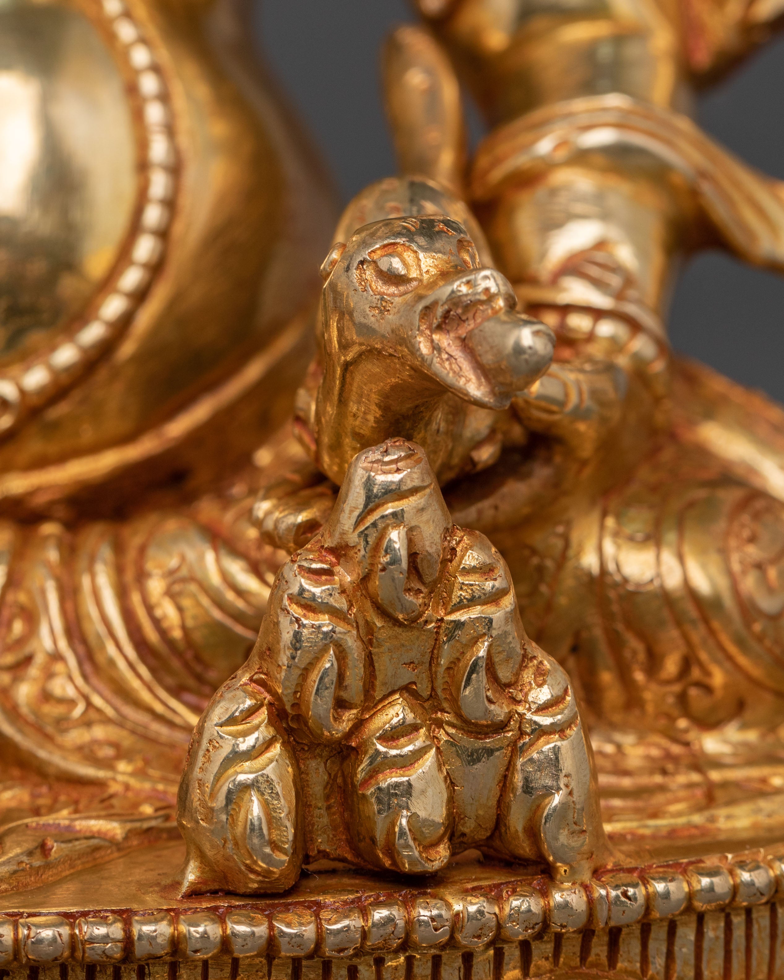 Radiant Wealth Deity Dzambhala Golden Figurine