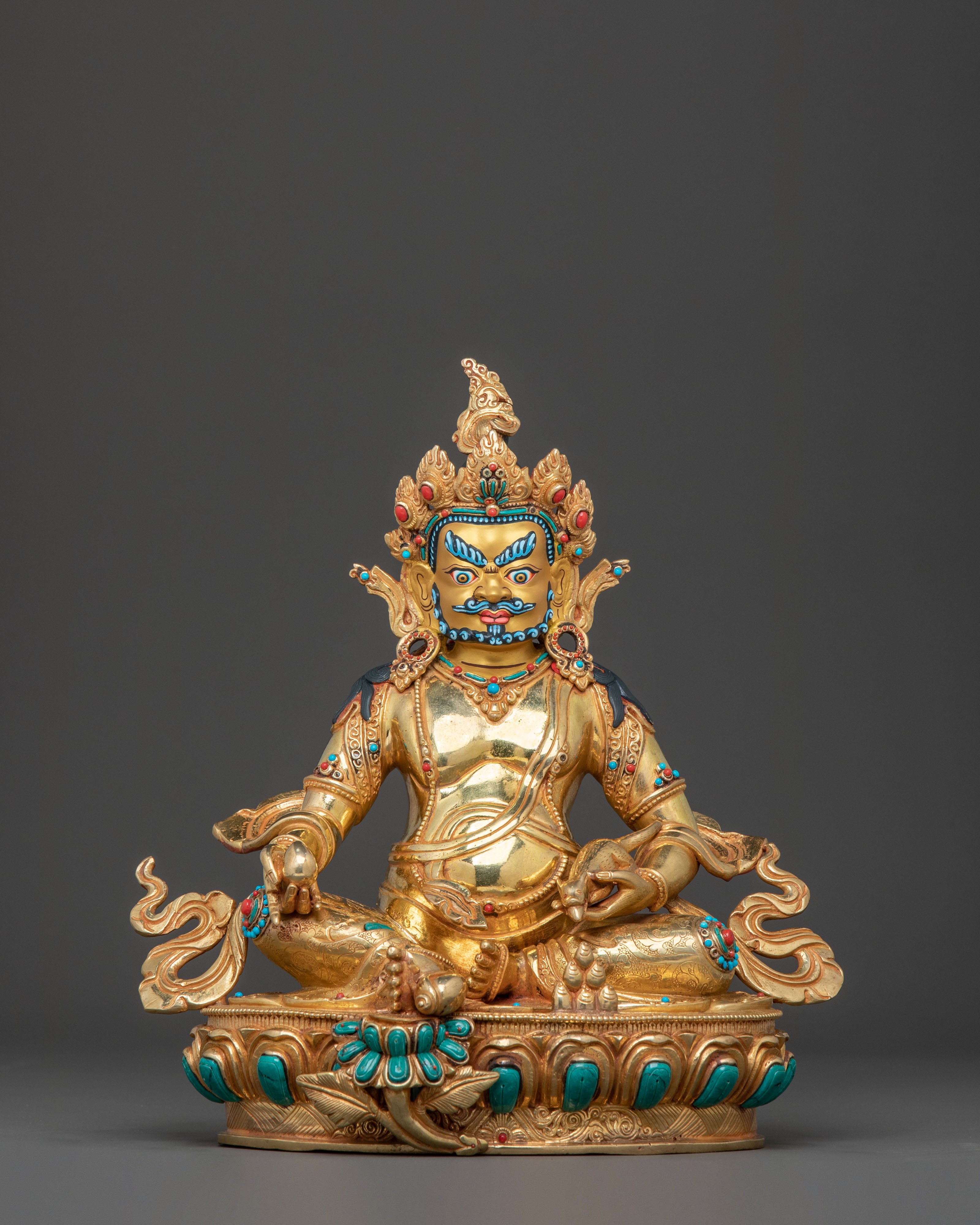 God Dzambhala 24k Gold Gilded Statue for Abundance