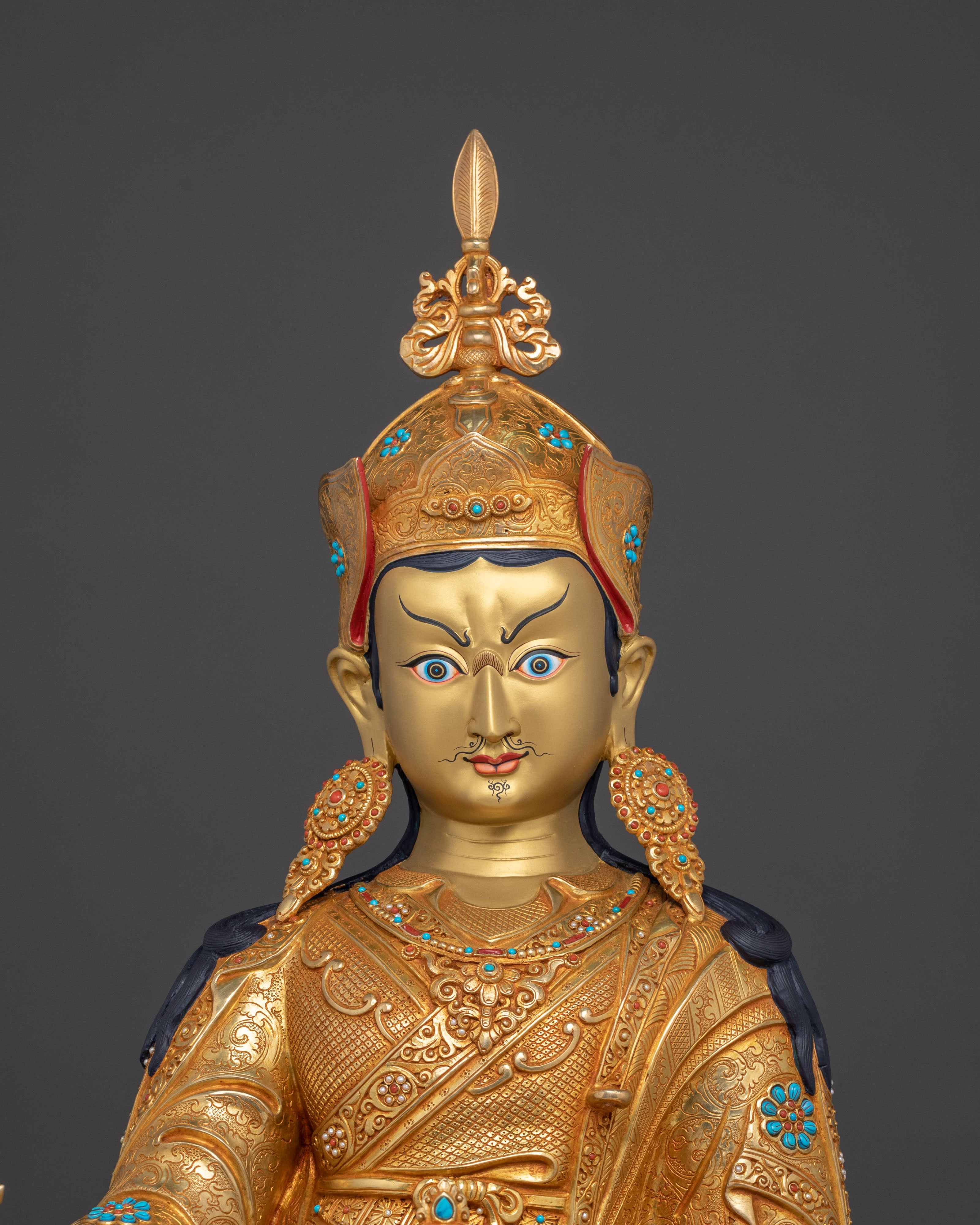 Protector Guru Rinpoche: Handcrafted Golden Statue
