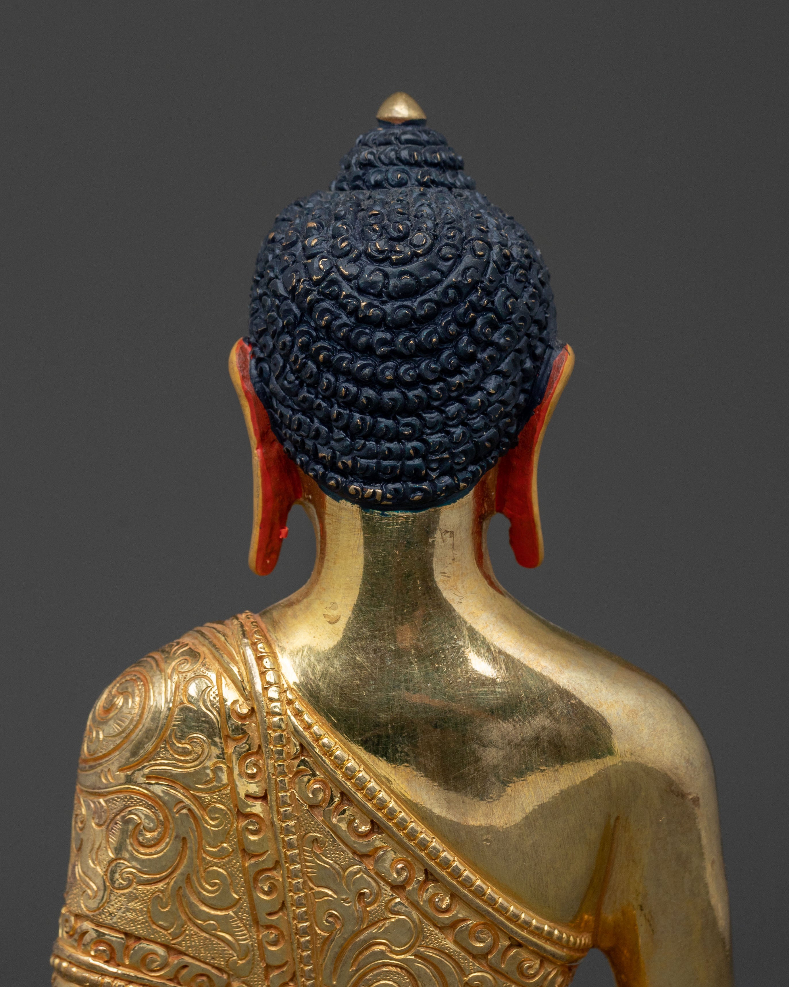 Peaceful Buddha Shakyamuni Statue, Gold Gilded