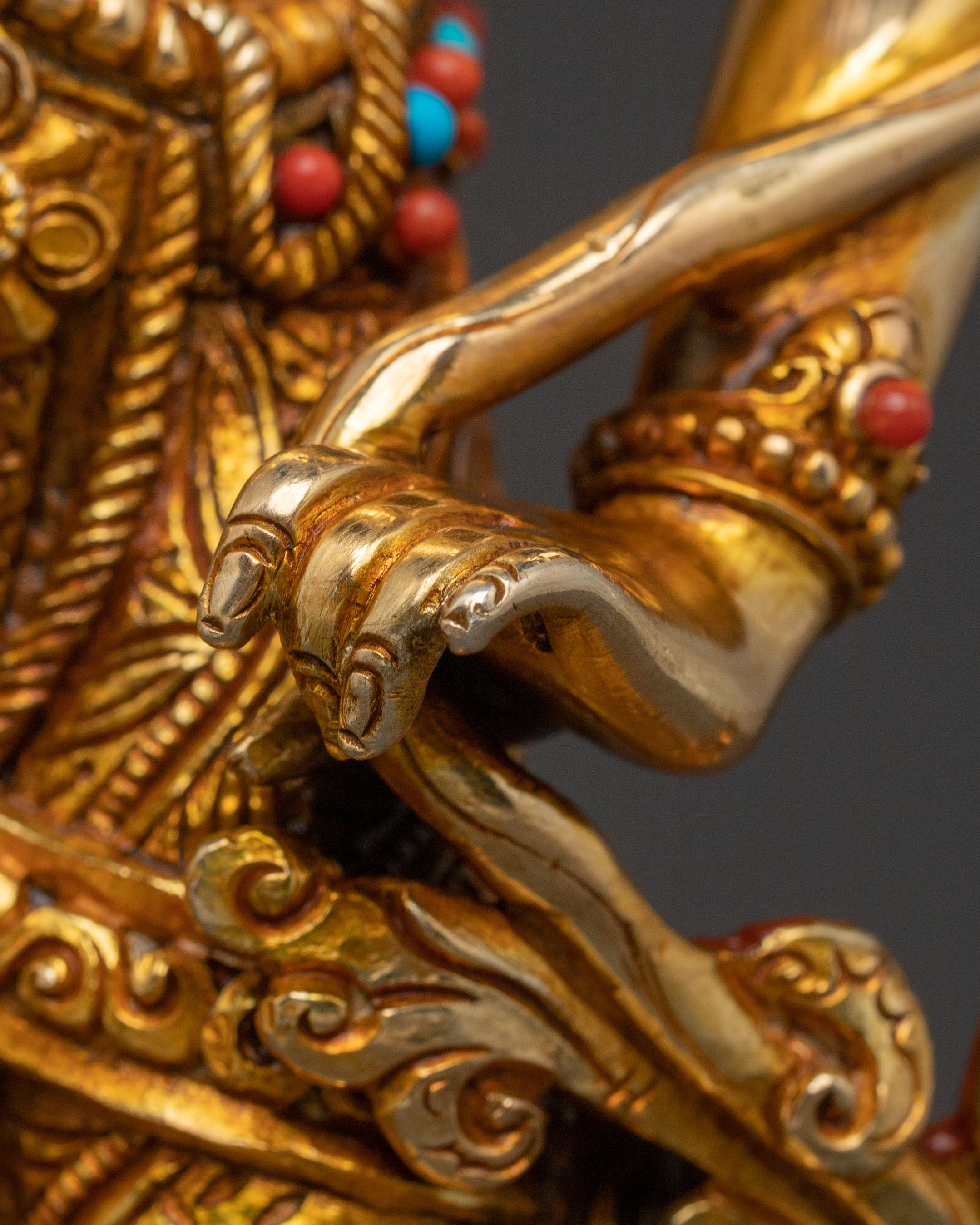 Padmapani Lokesvara Statue: 24K Gold Gilded