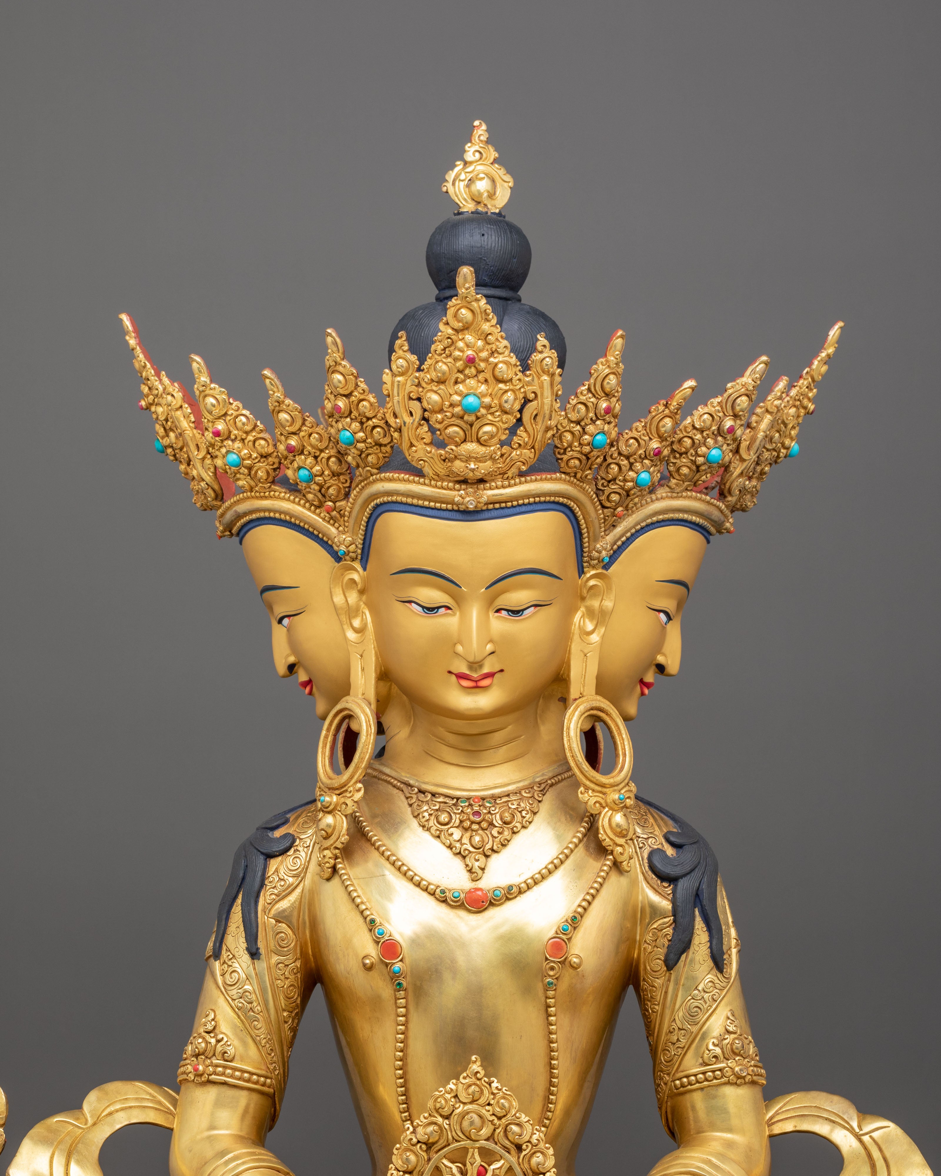 Handmade Vairocana Sculpture | Gilded Serenity