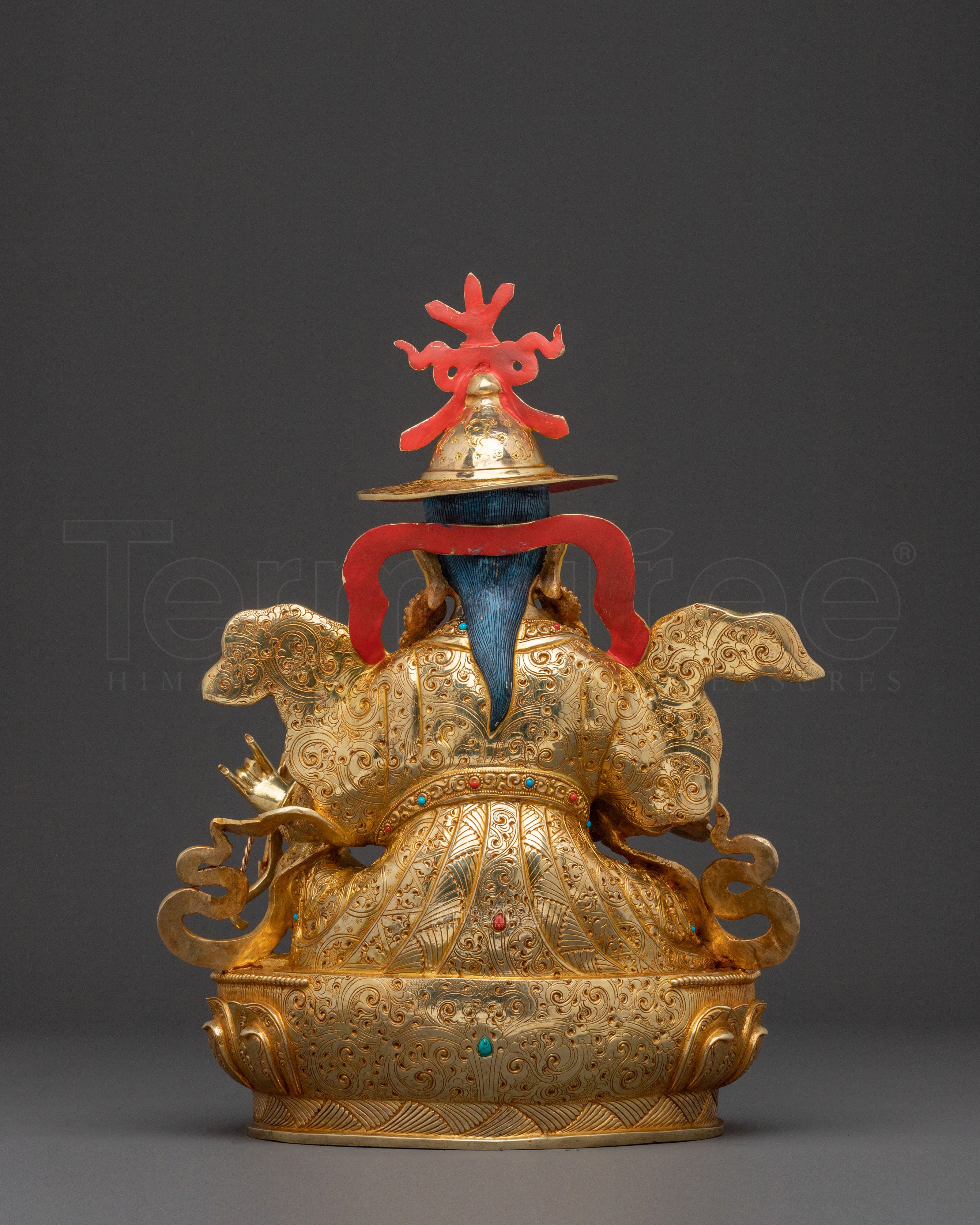 Wealth King Gesar Sculpture: 24K Gold Gilded
