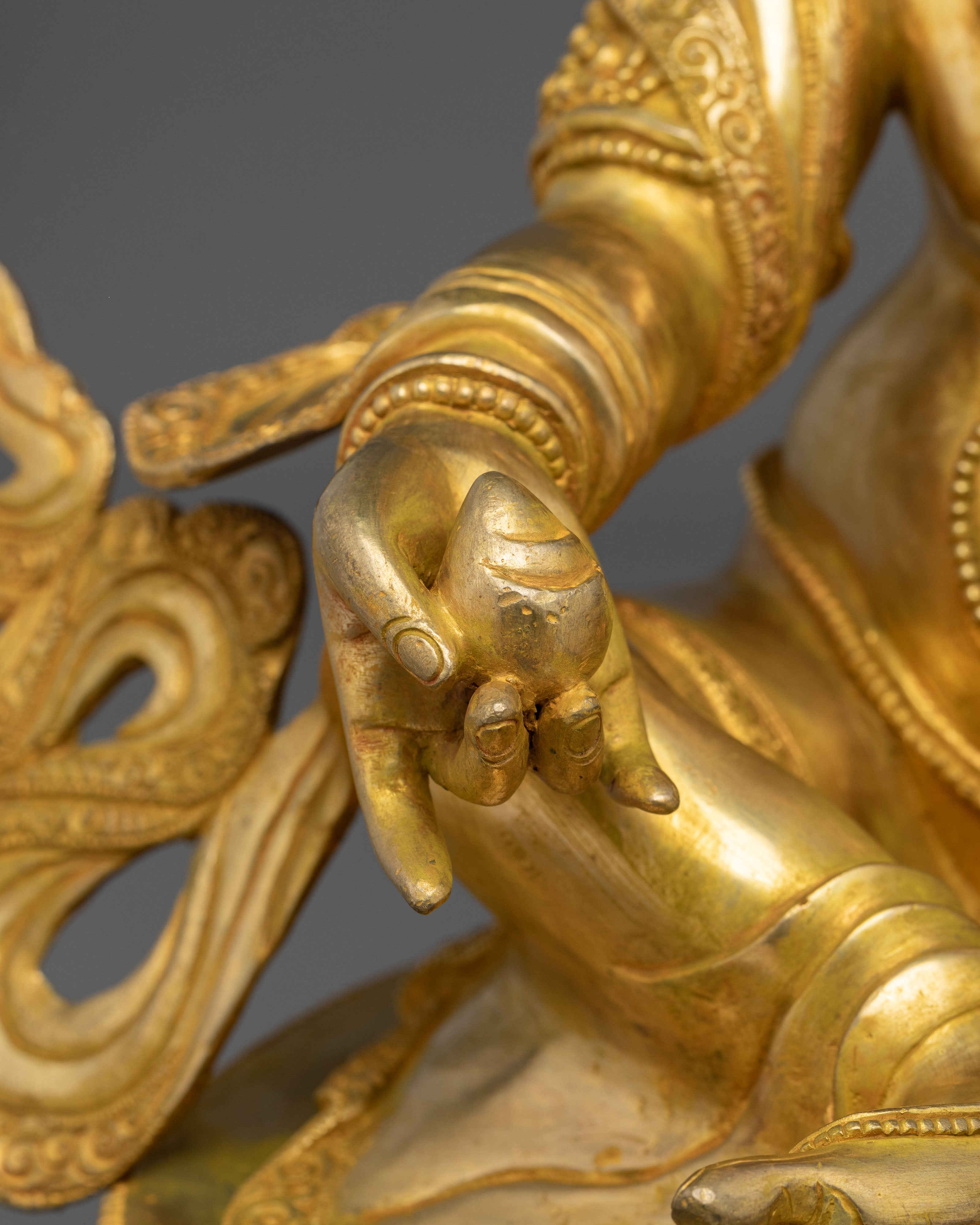 Dzambhala Golden Statue | Copper Figurine of Wealth Deity