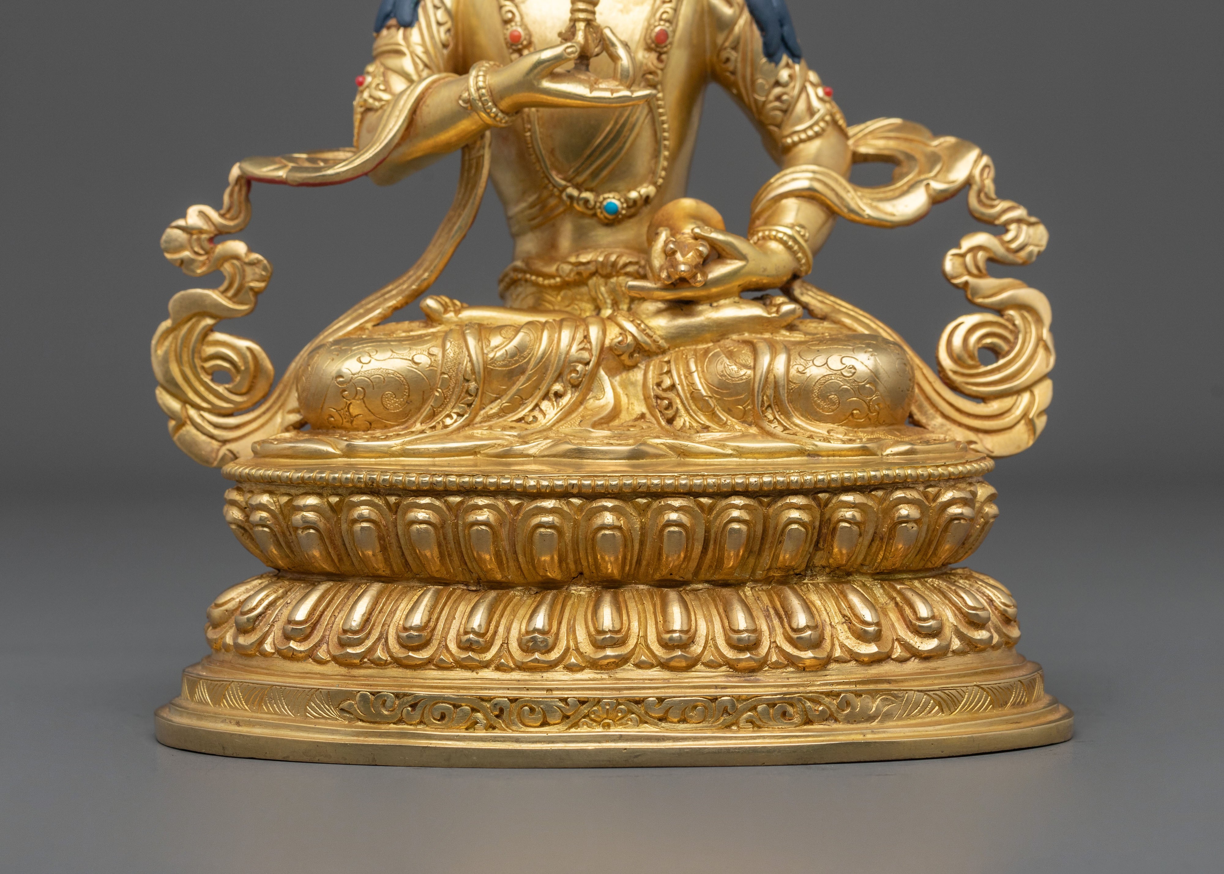 Hand-Crafted Vajrasattva 24K Gold Gilded Statue | Tibetan Deity