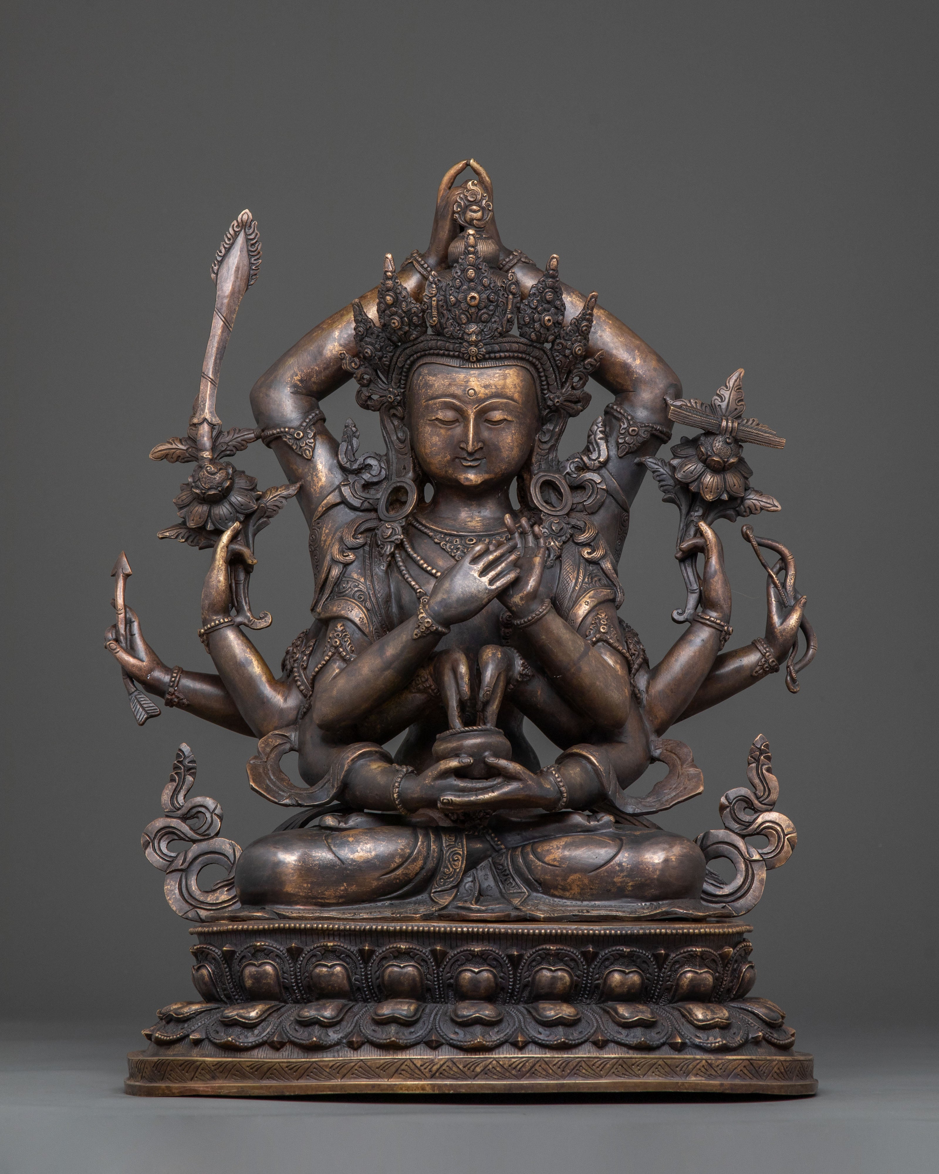 Namasangati Sacred Statue | Finish Oxidized Copper Buddhist Sculpture