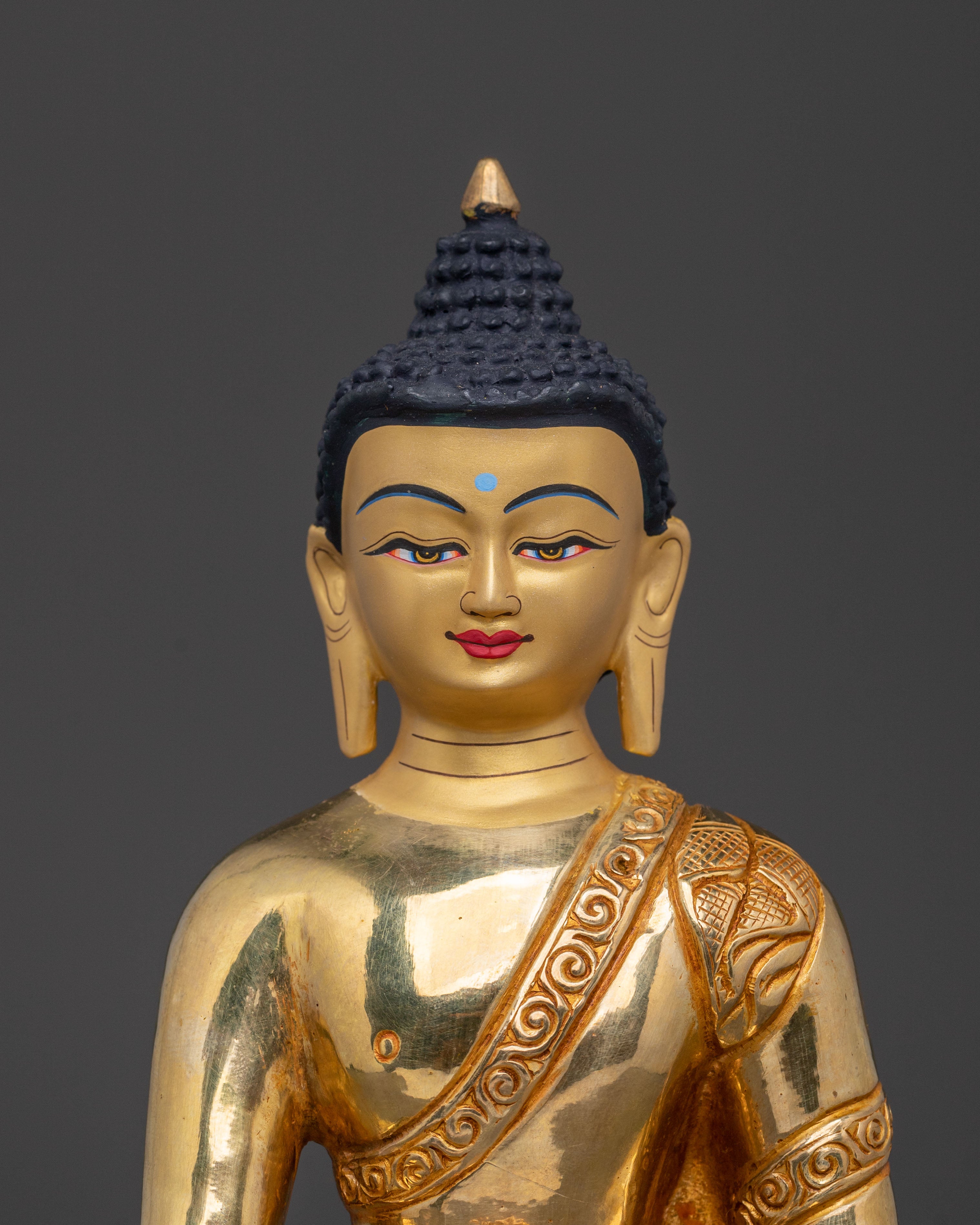 Shakyamuni Blessing Statue: 24K Gold Gilded