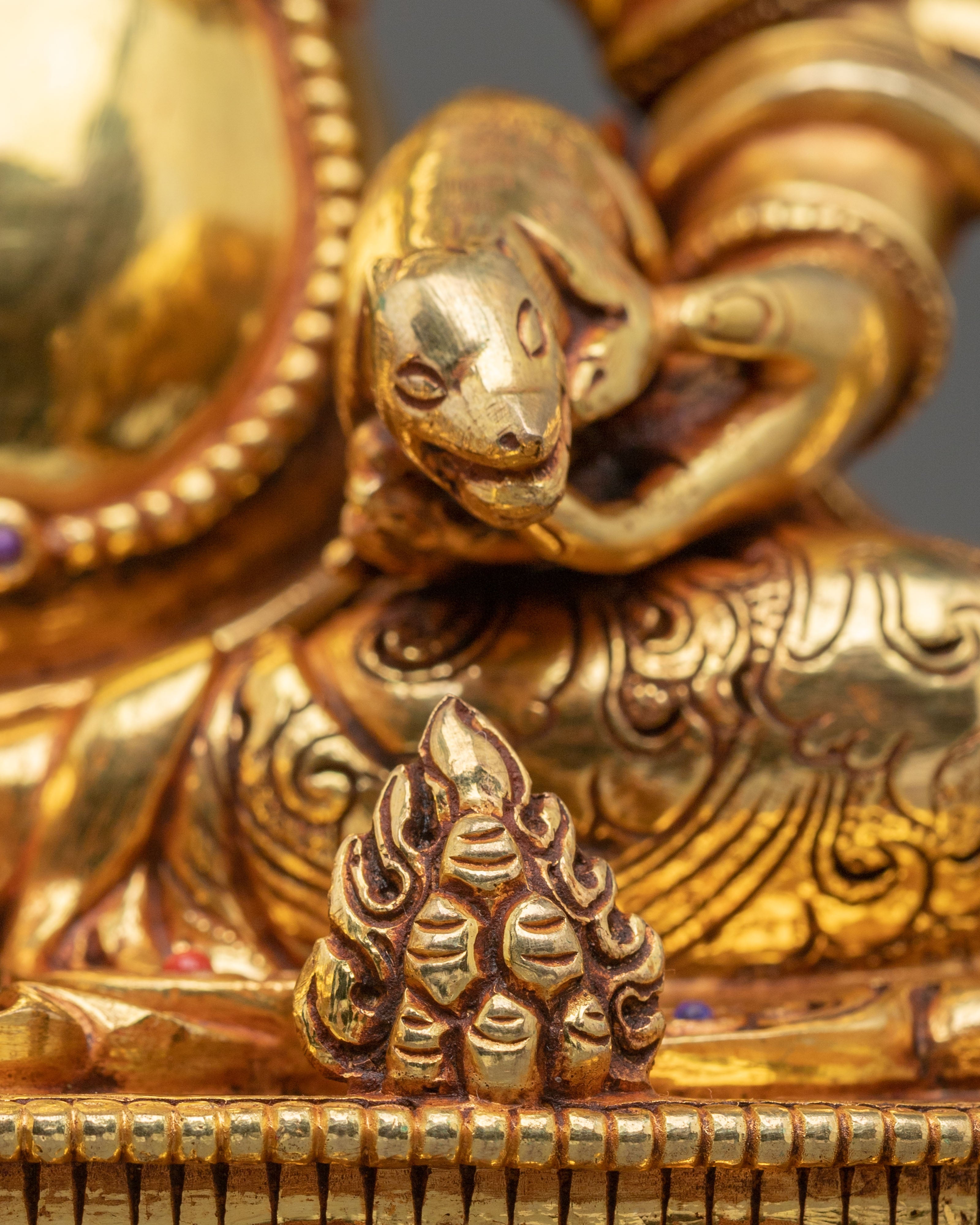 Dzambhala Wealth God Spiritual Statue | 24K Gold Gilded Copper Sculpture