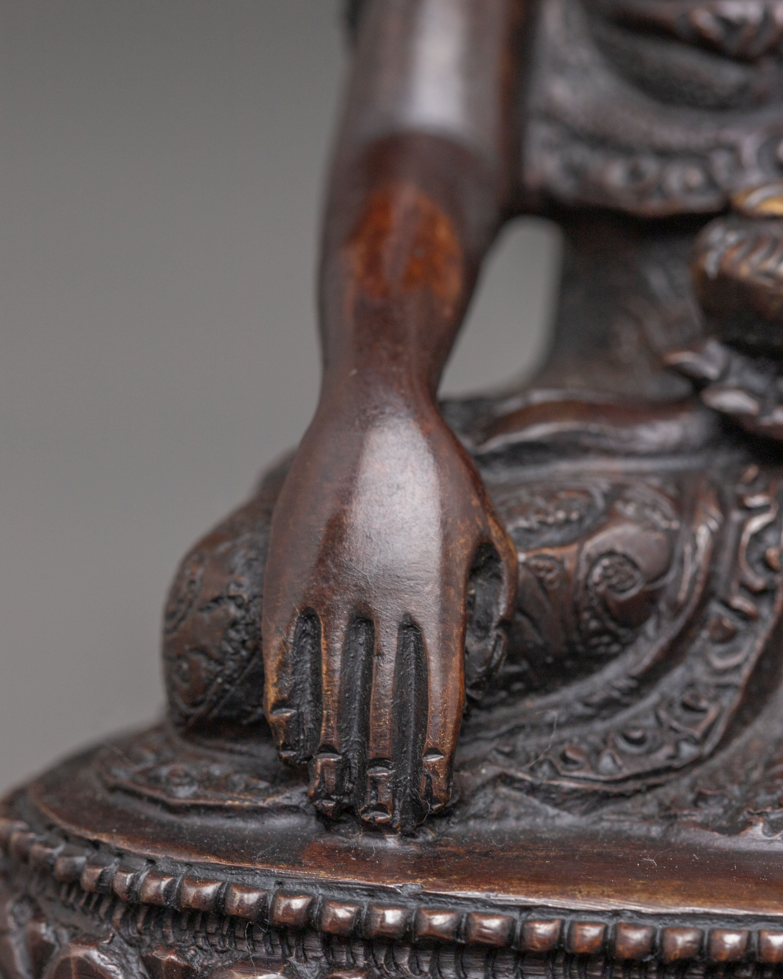 Handmade Shakyamuni Buddha Oxidized Copper Statue | Traditional Himalayan Art