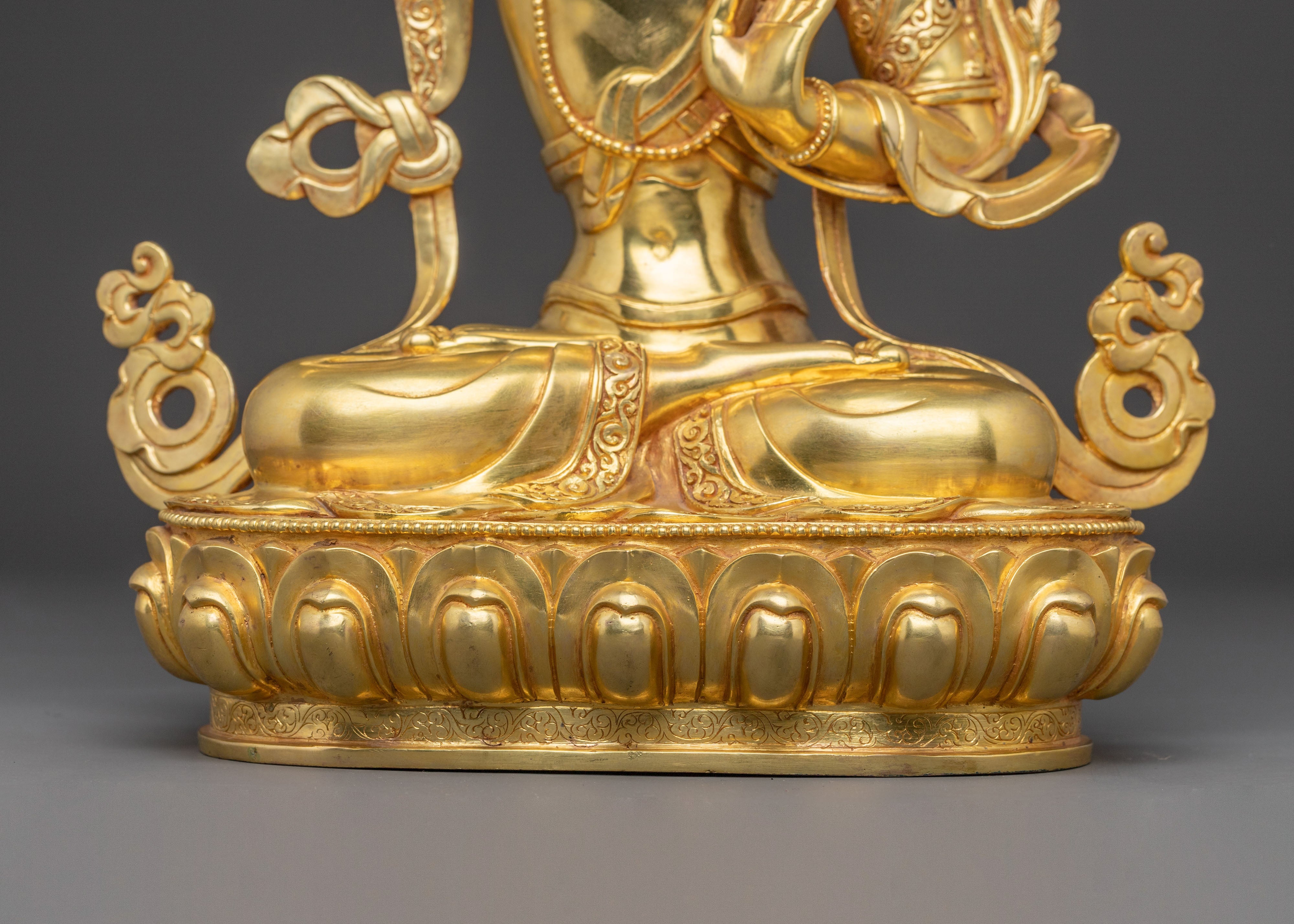 24K Gilded Manjushri Blessing Statue
