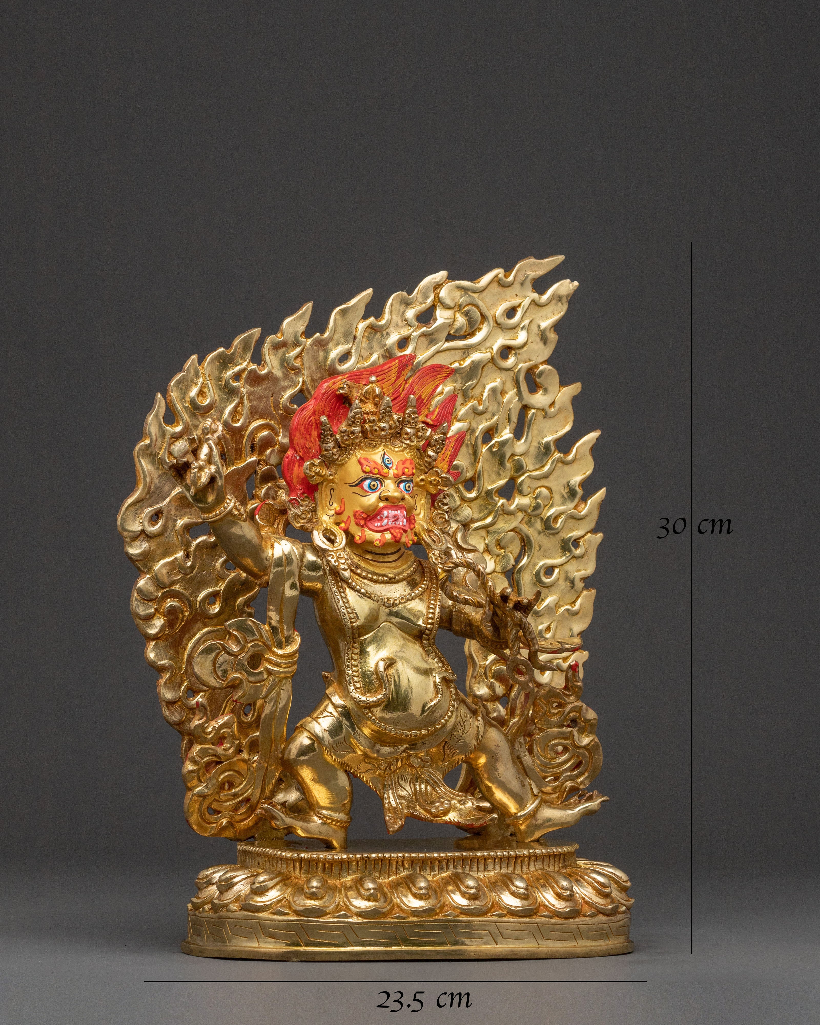 Handcrafted Vajrapani Spiritual Statue - 24K Gold Gilded