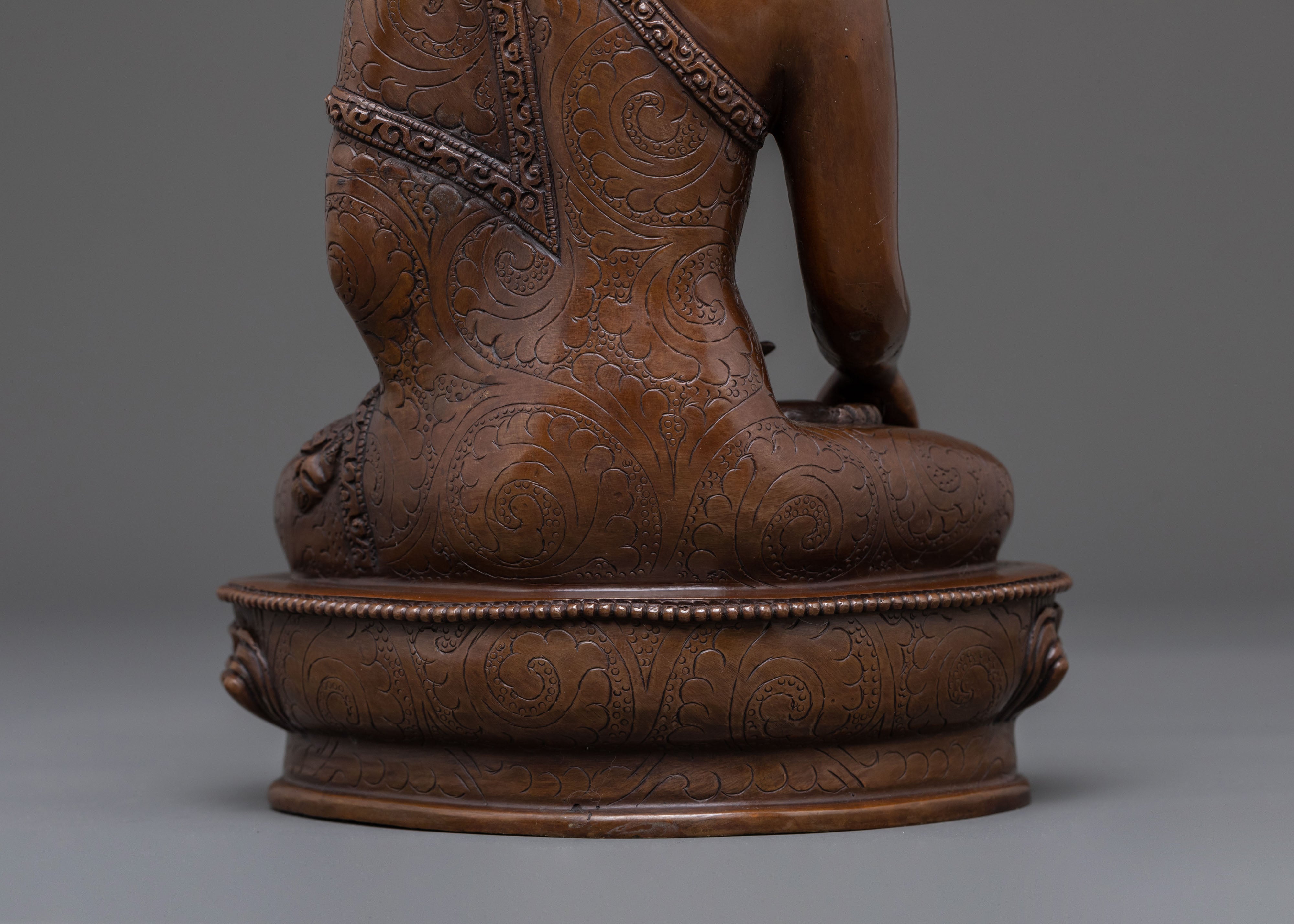 Shakyamuni Buddha: Oxidized Copper Figurine