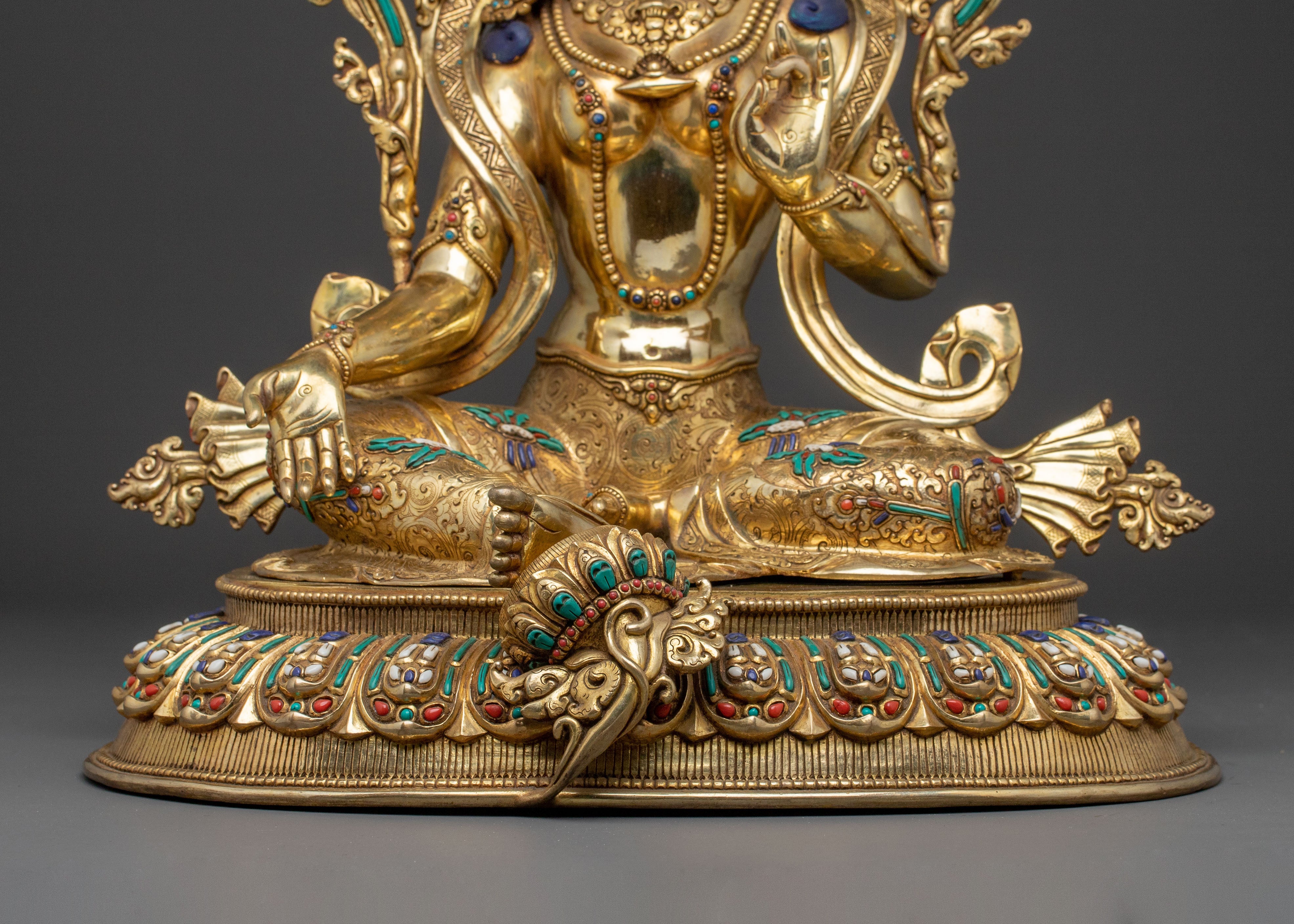 Green Tara Protective Bodhisattva Statue – Hand-Gilded Copper Art