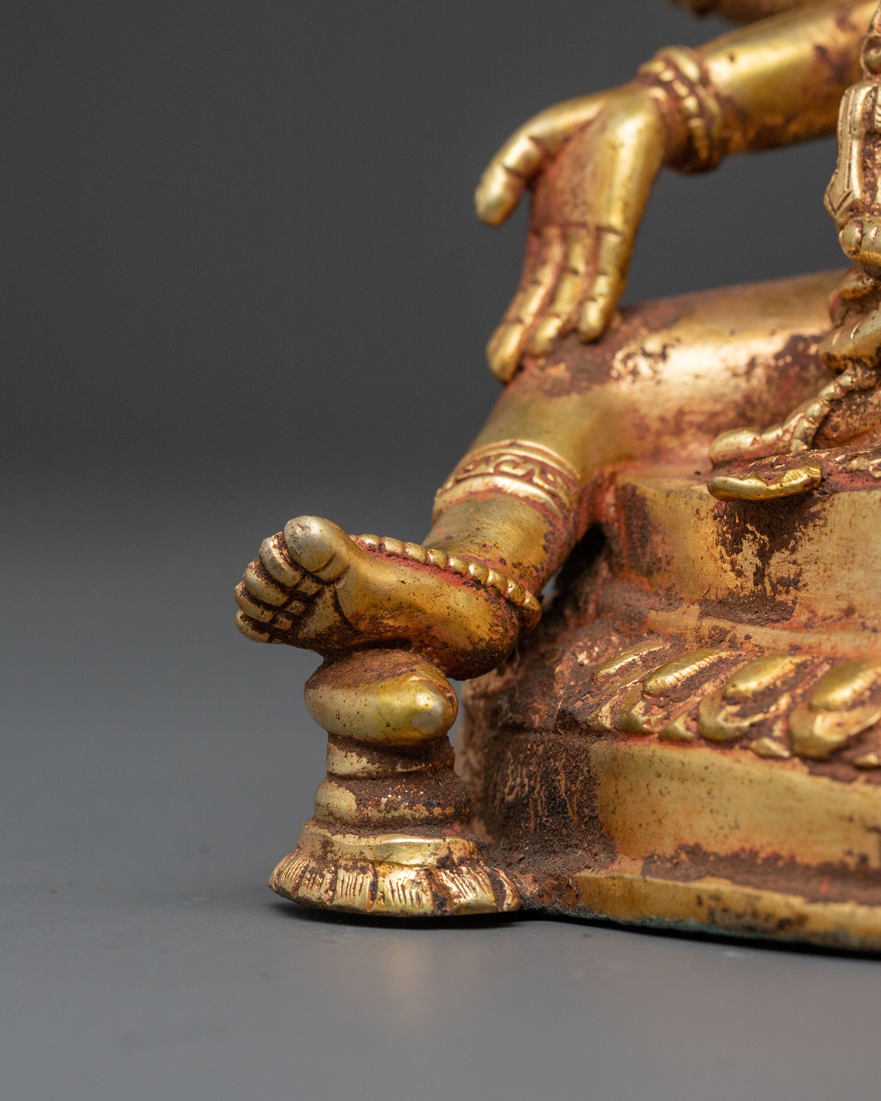 Vasudhara Statue: Antique Brass and Copper Elegance
