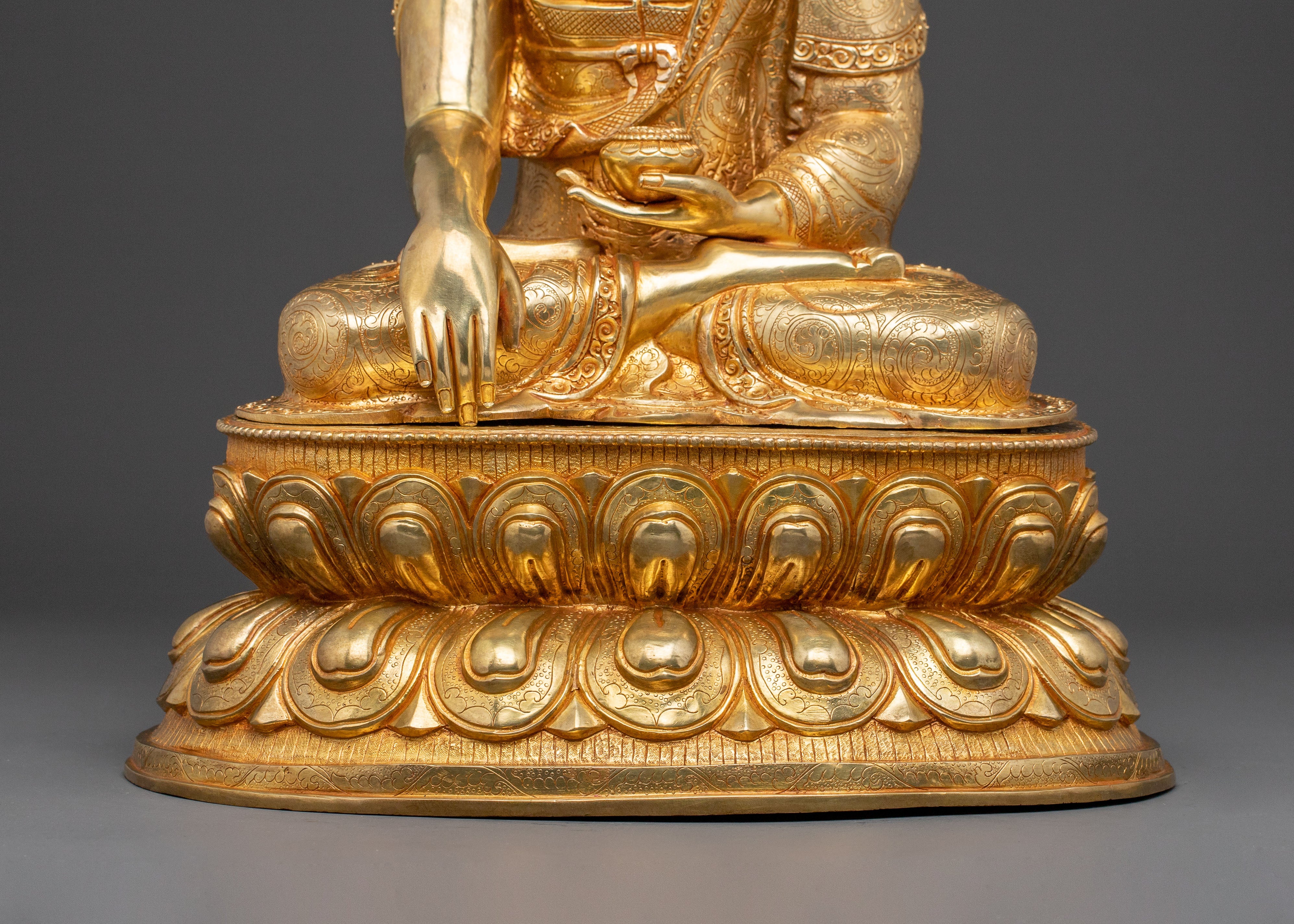 Golden Shakyamuni Buddha Sacred Statue | 24k Gold Glided