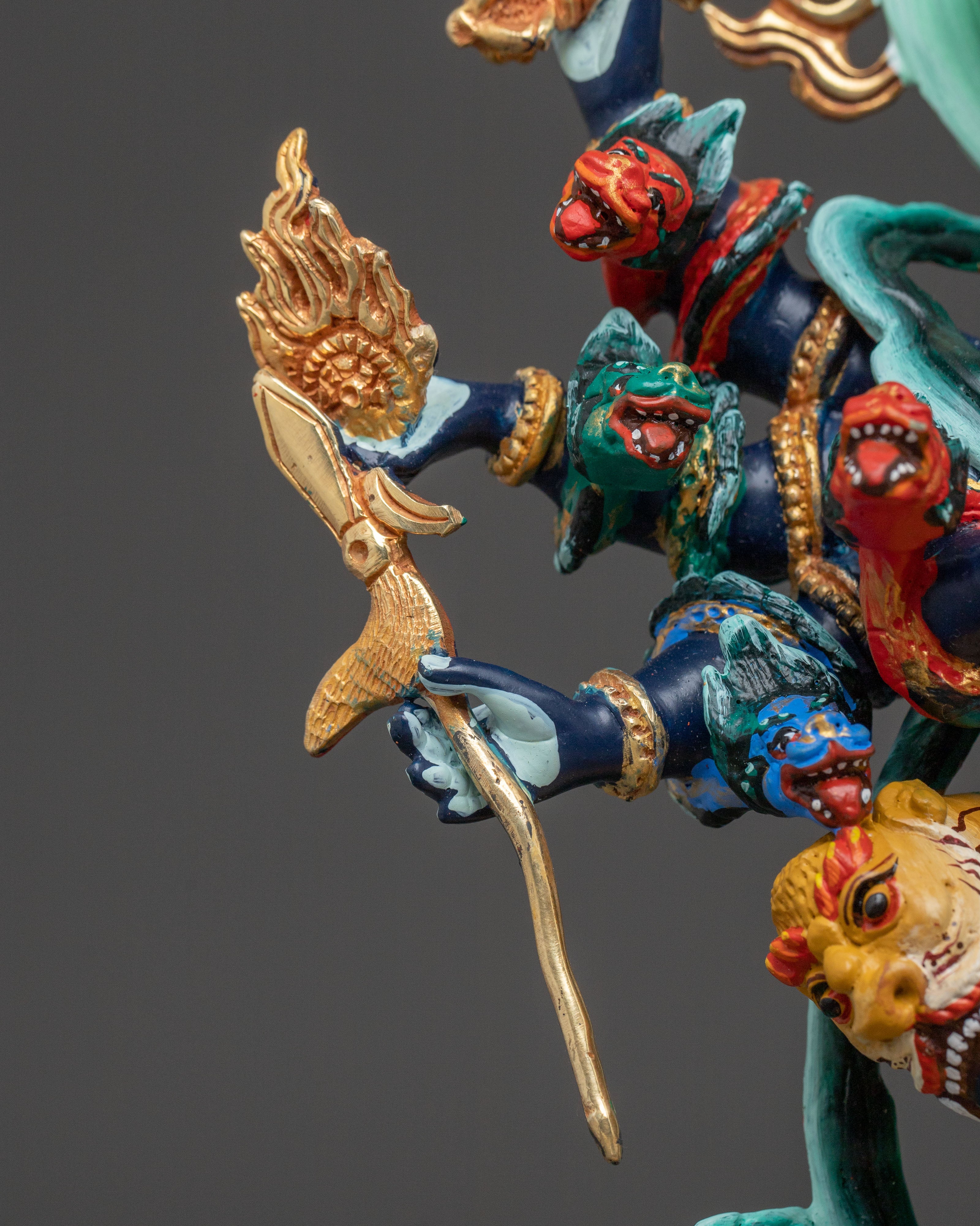 Uchusma Statue: Hand-Painted Copper Divinity