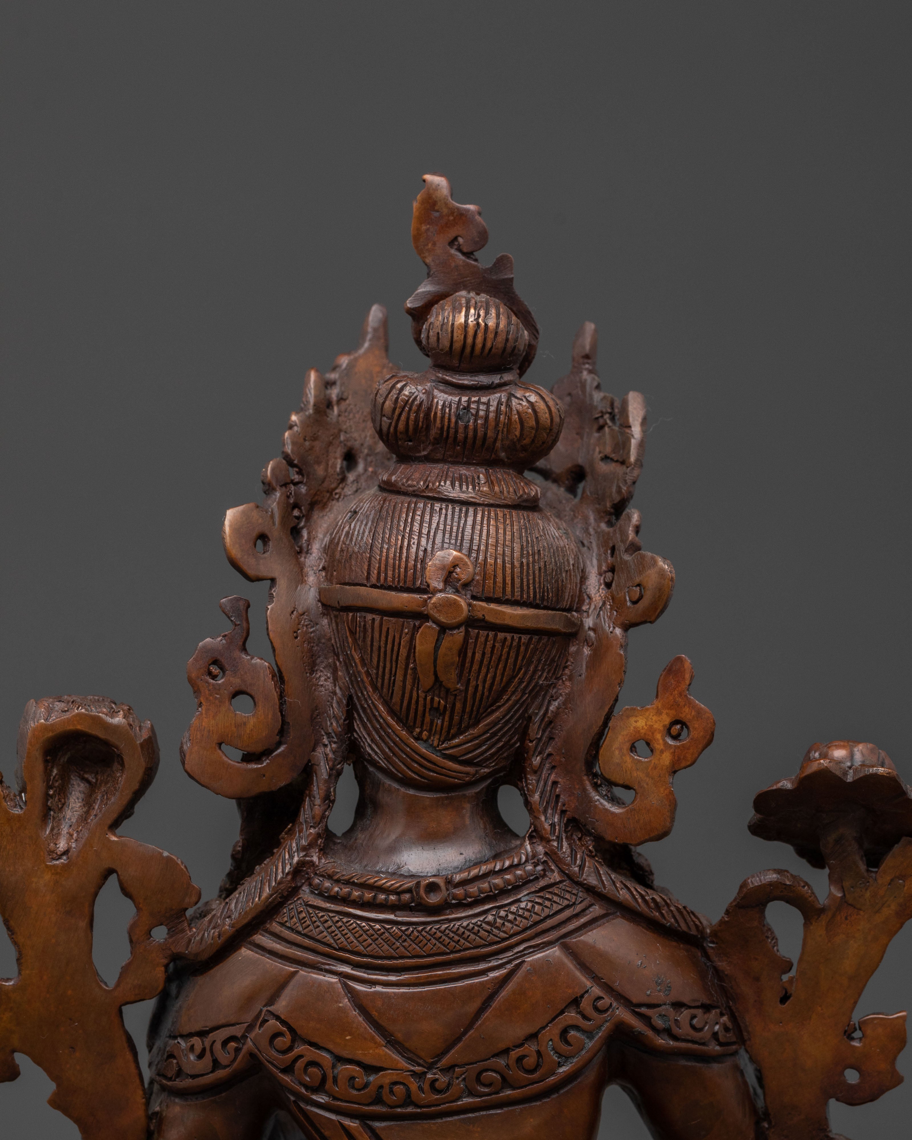 Green Tara Statue: Oxidized Copper Swift Liberation