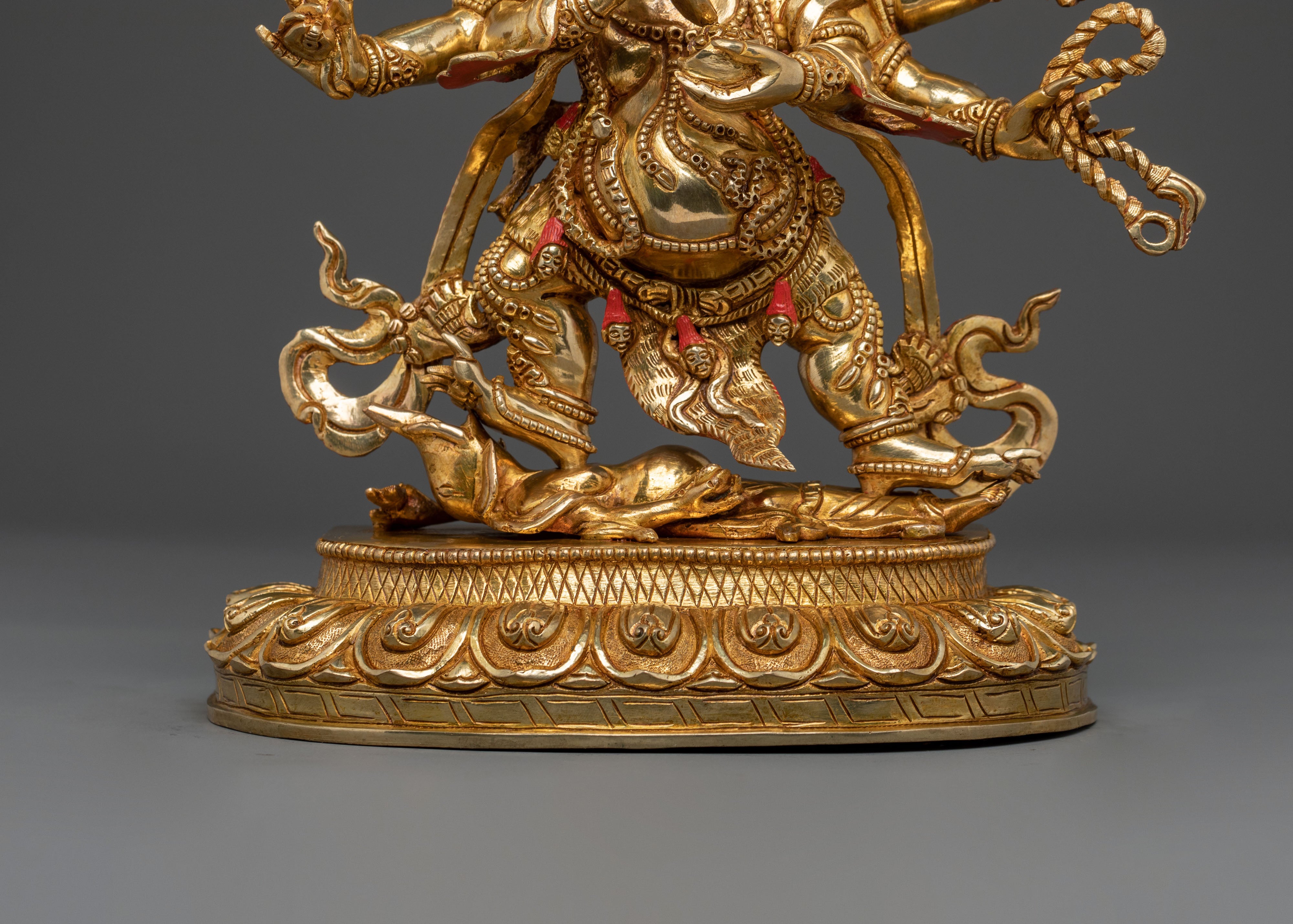 Six-Armed Mahakala 24K Gold Gilded Statue