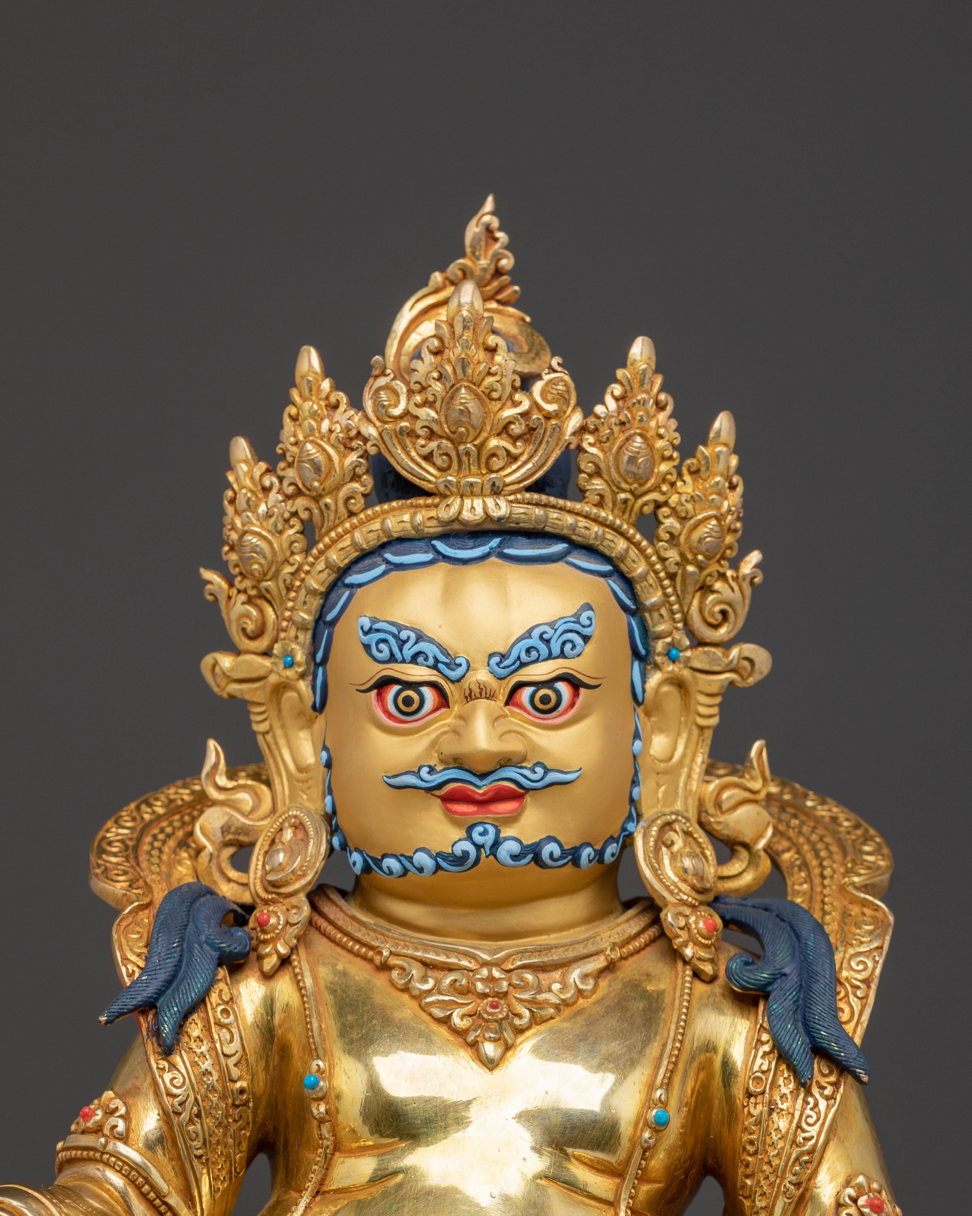 Handcrafted Dzambala Statue on Throne | Buddhist God of Wealth