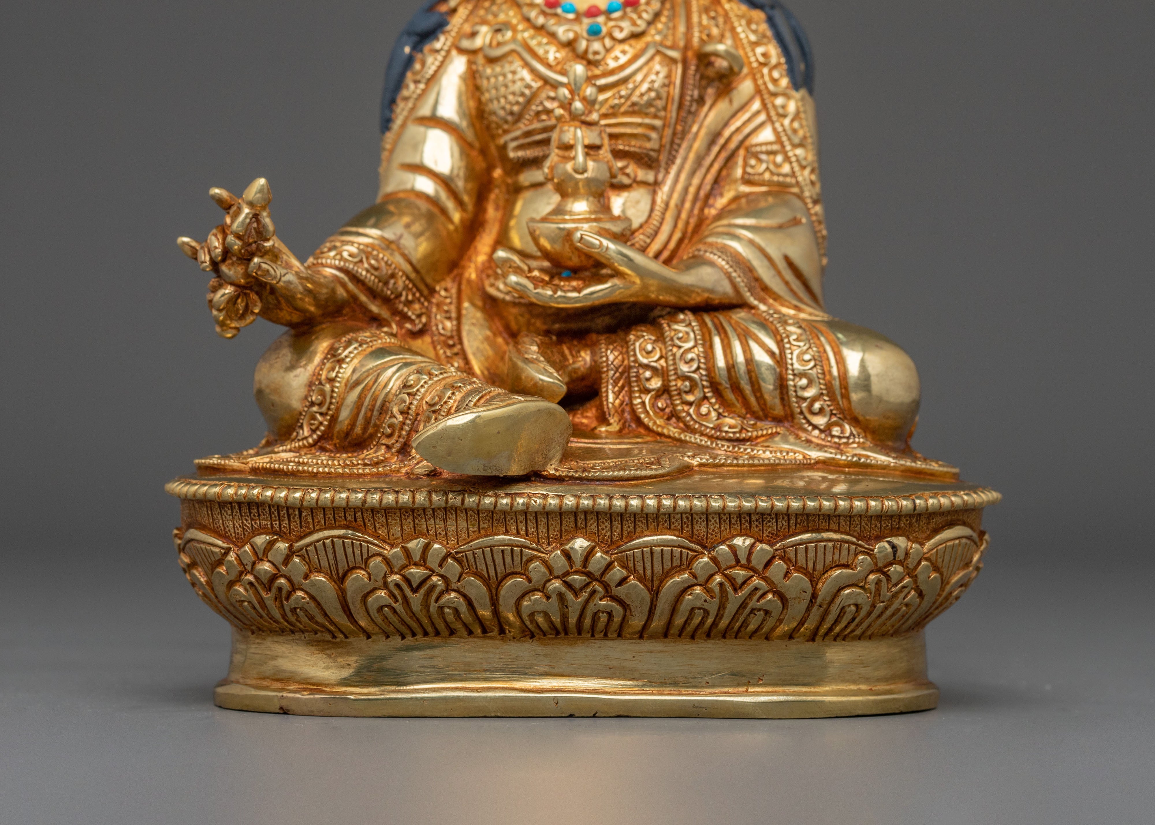 Guru Rinpoche Statue | 24K Gold Gilded Figurine