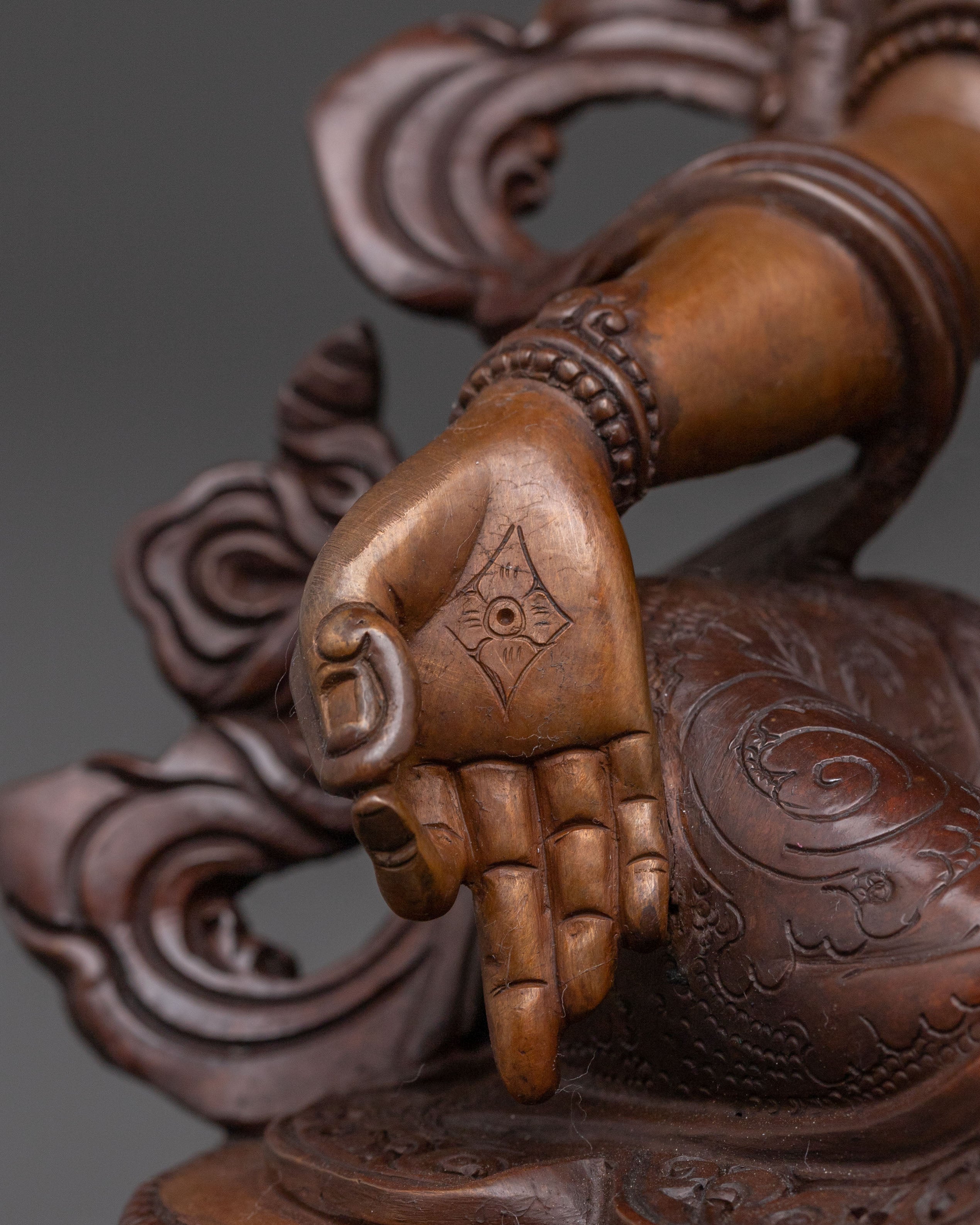 Green Tara Sacred Altar Statue: Oxidized Copper Serenity