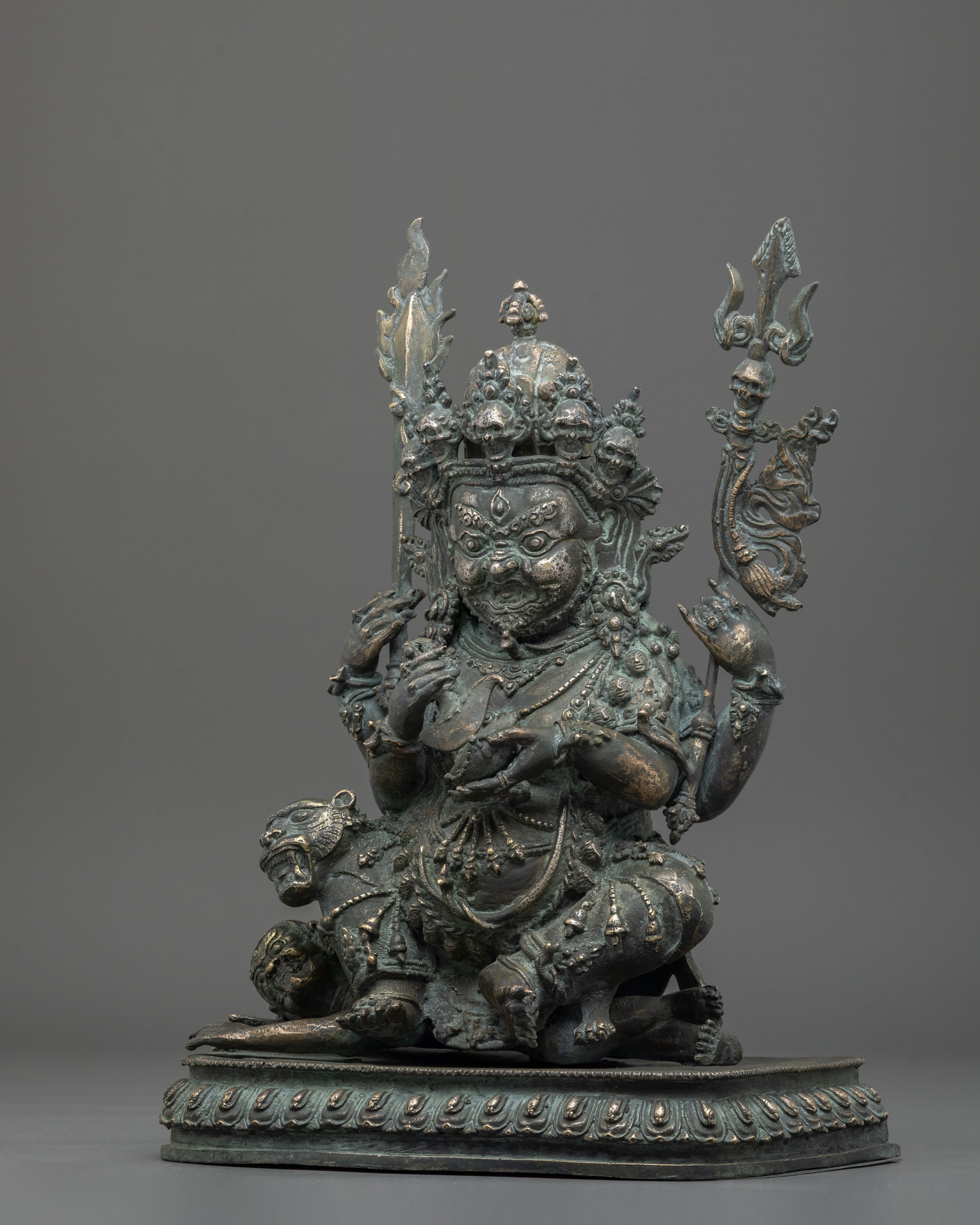 Chaturbhuja Mahakala Copper Statue | Buddhist Protector Sculpture