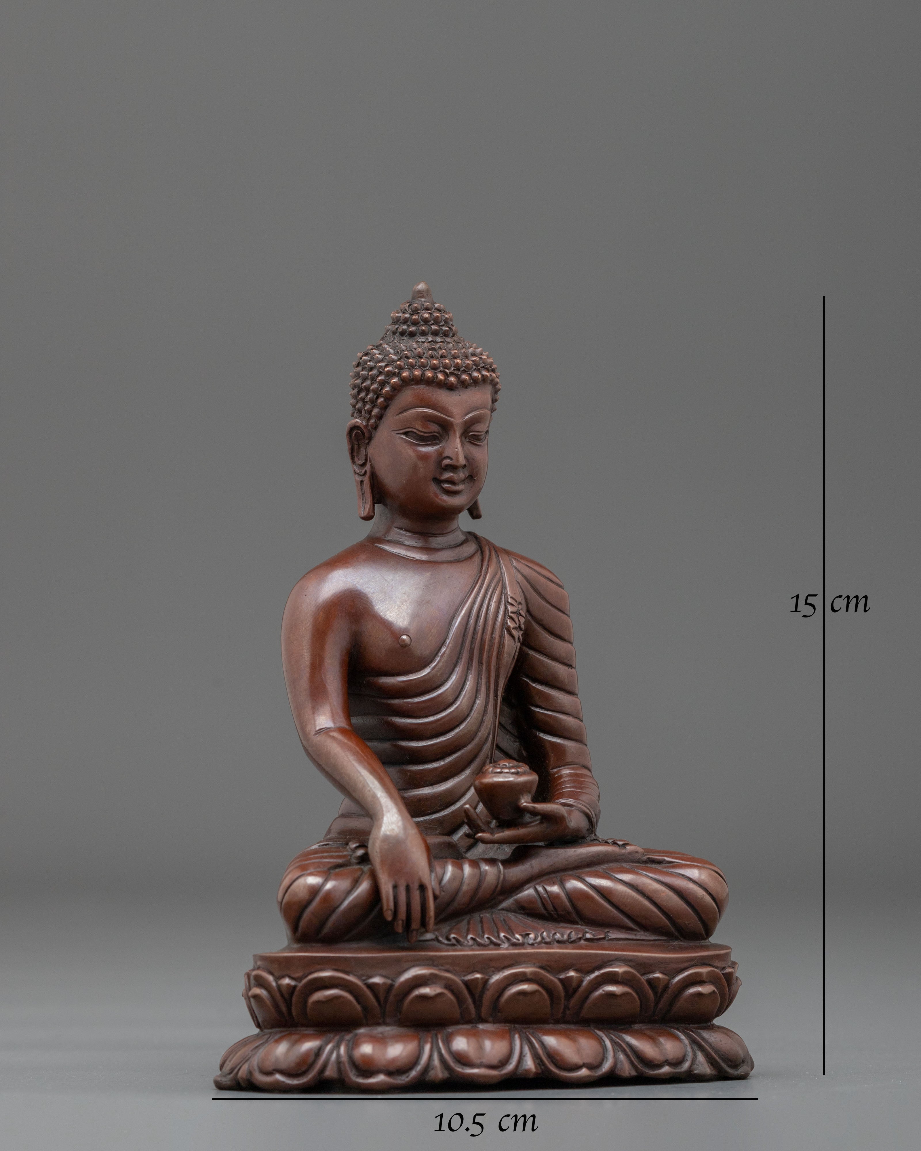 Shakyamuni Buddha Figurine | Oxidized Copper Sculpture