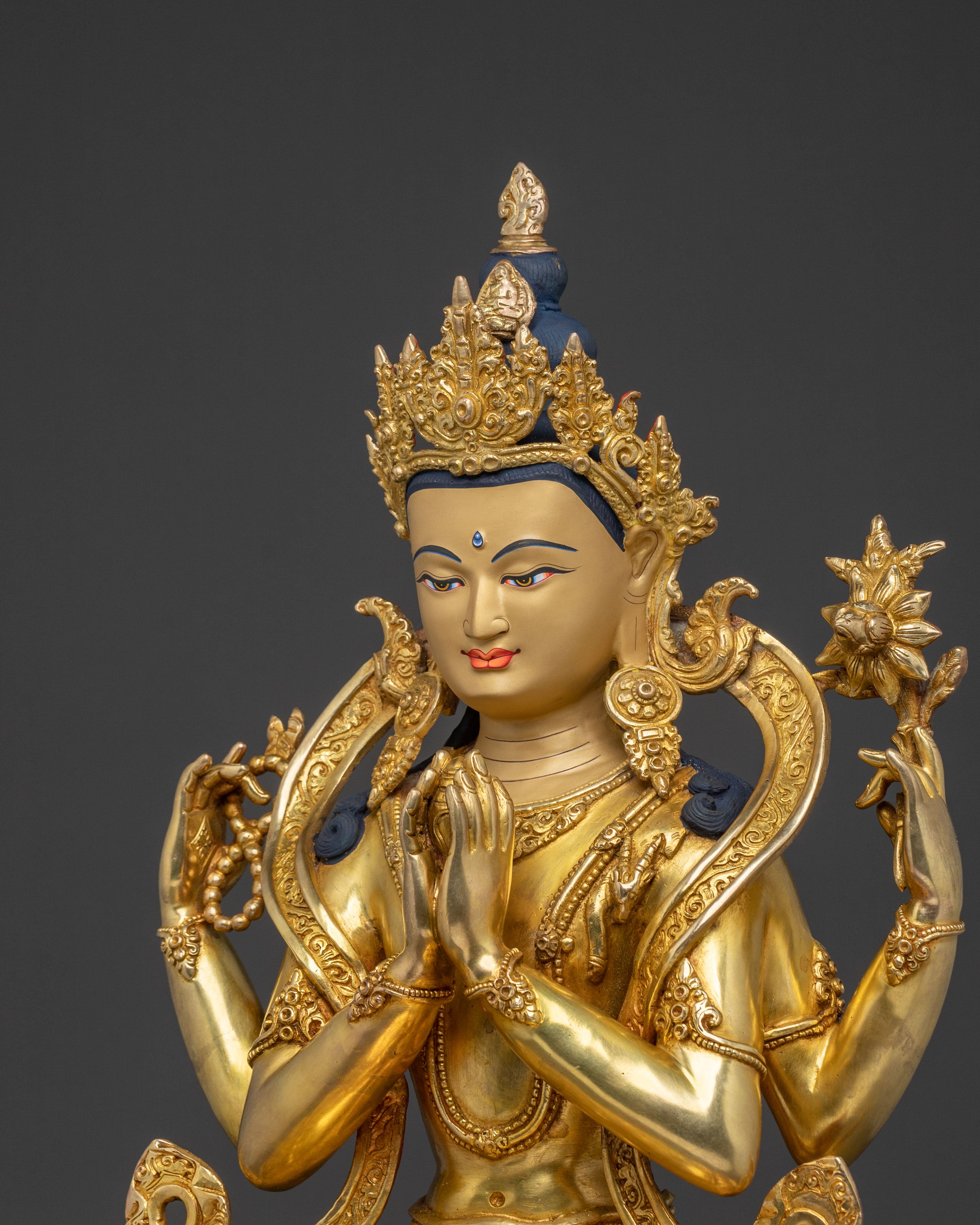 Chenrezig Statue | 24K Gold Gilded Bodhisattva
