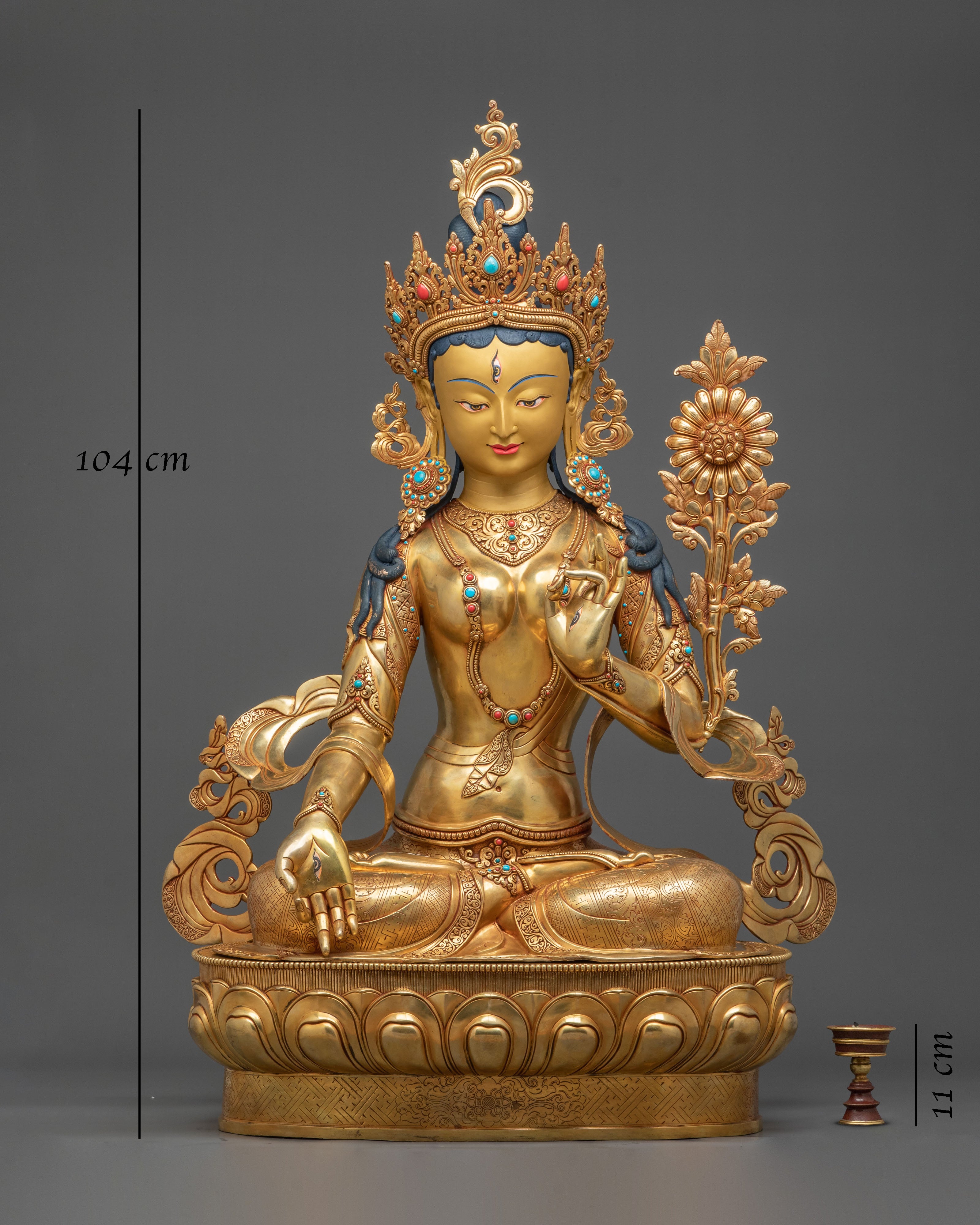Goddess White Tara Statue | 104-cm 24K Gold Gilded Figurine