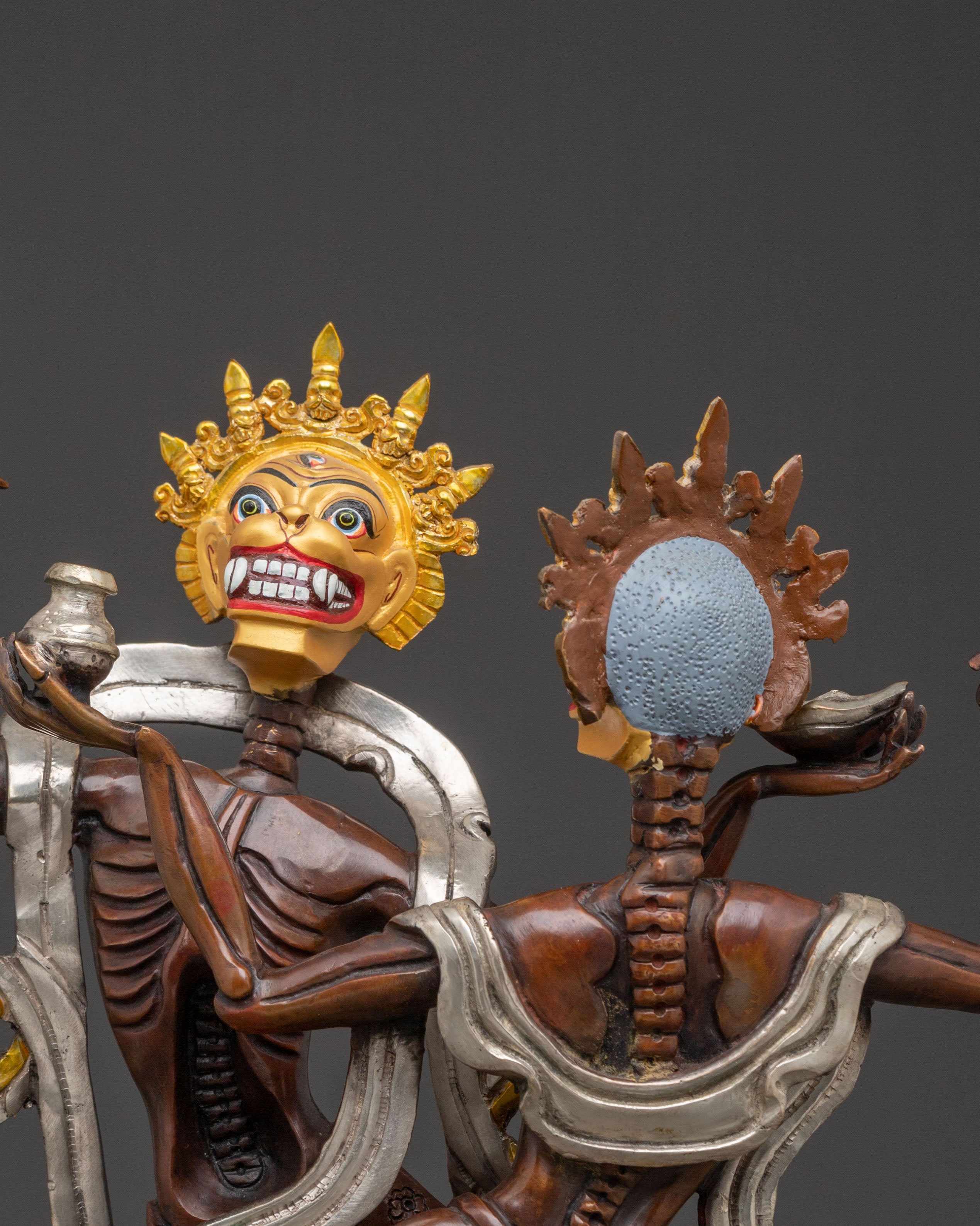 Chittipati Protection Statue: Copper Skeleton Duo