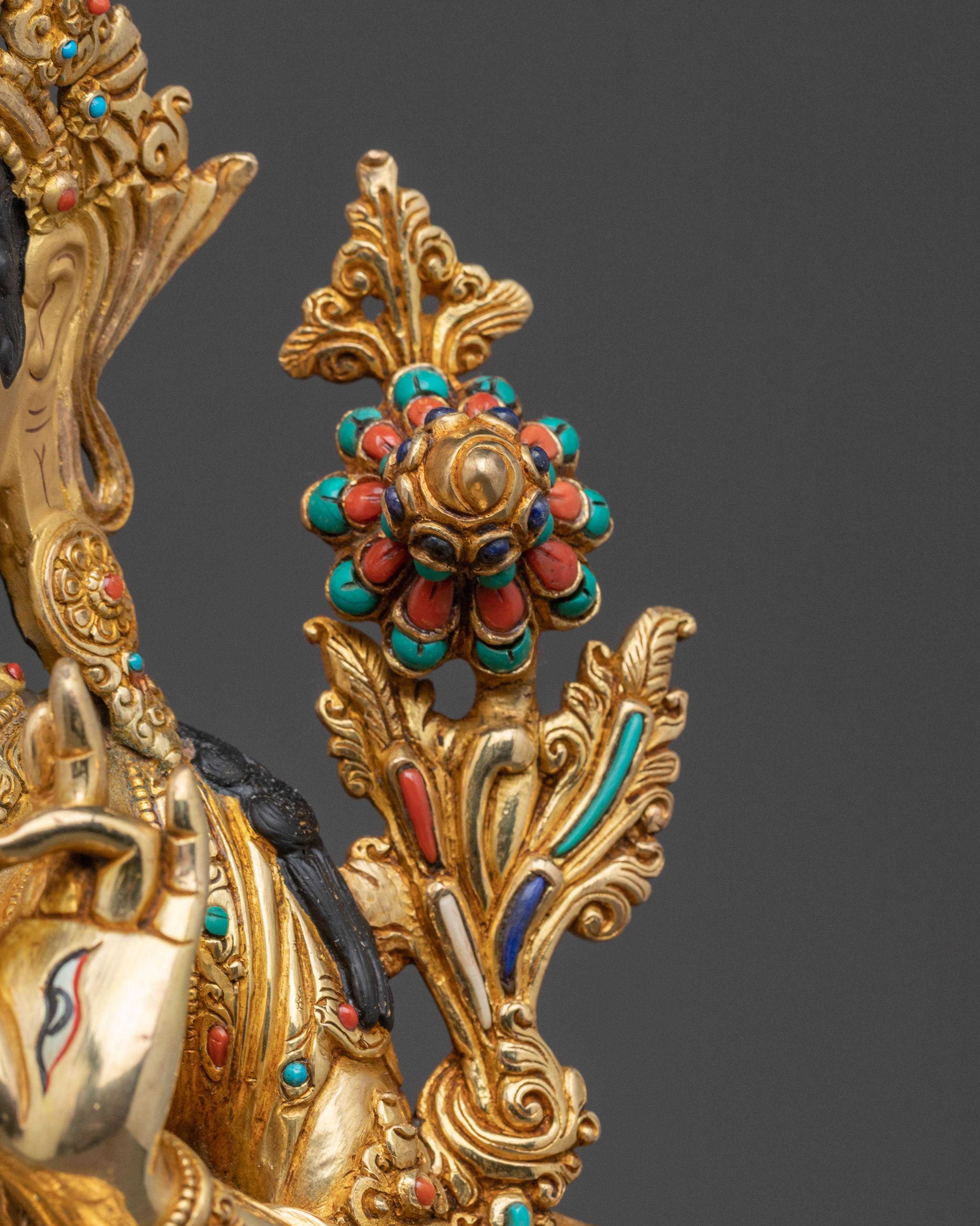 Radiant Spiritual Statue of White Tara | 24K Gold Gilded Artistry