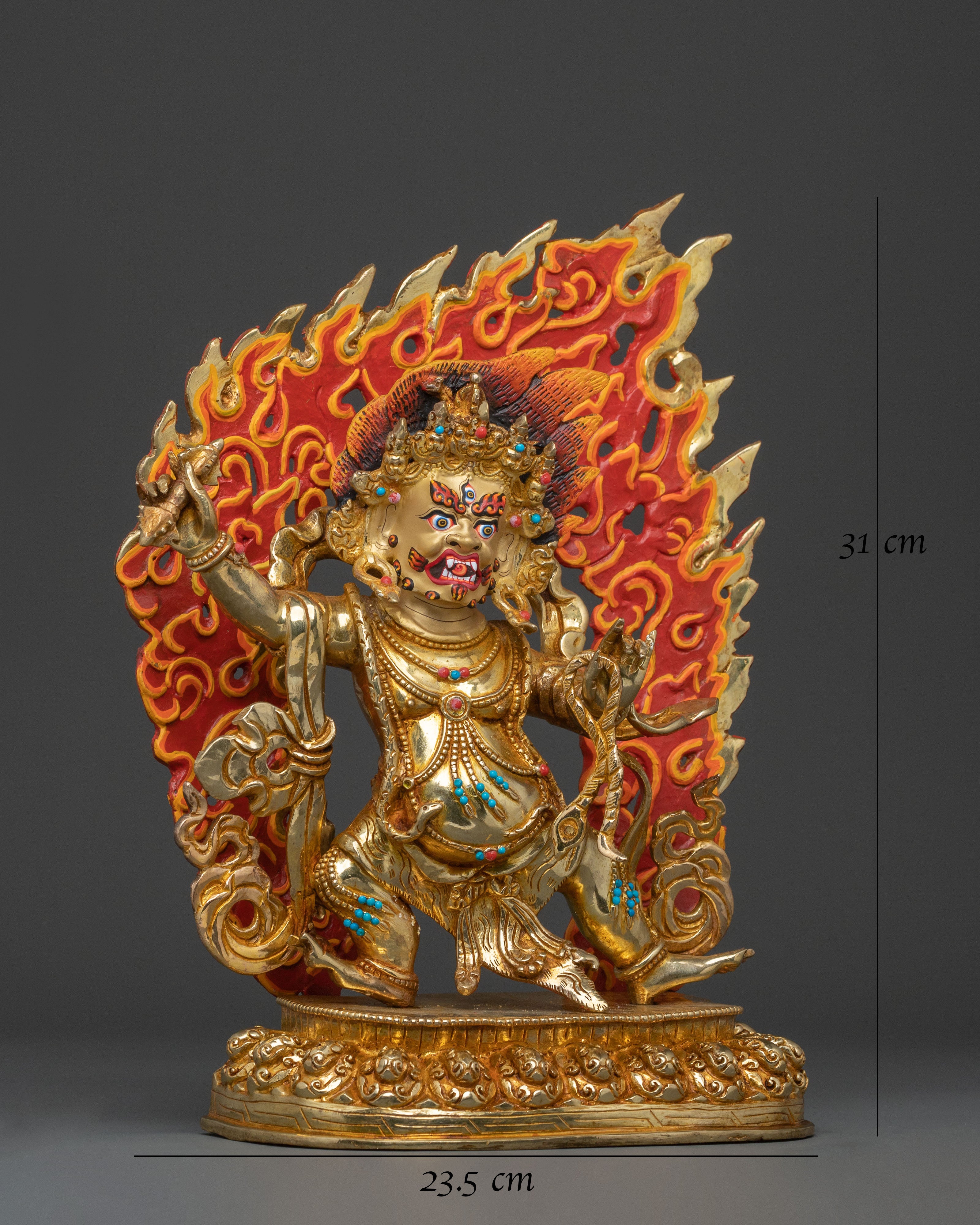 A Radiant Handmade Vajrapani Sculpture in 24K Gold
