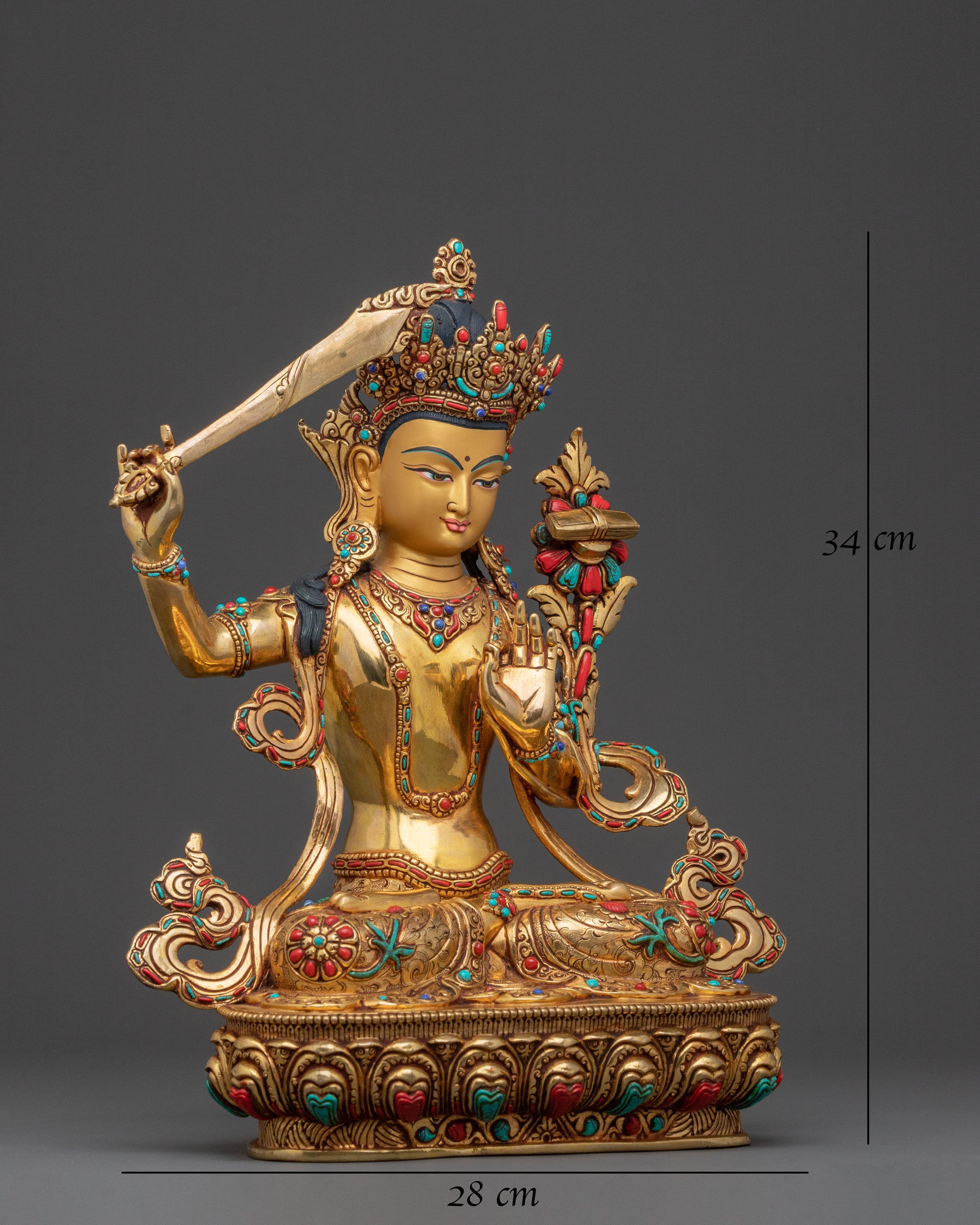 Manjushri Wisdom Buddha Statue | Sacred Bodhisattva Meditation Sculpture