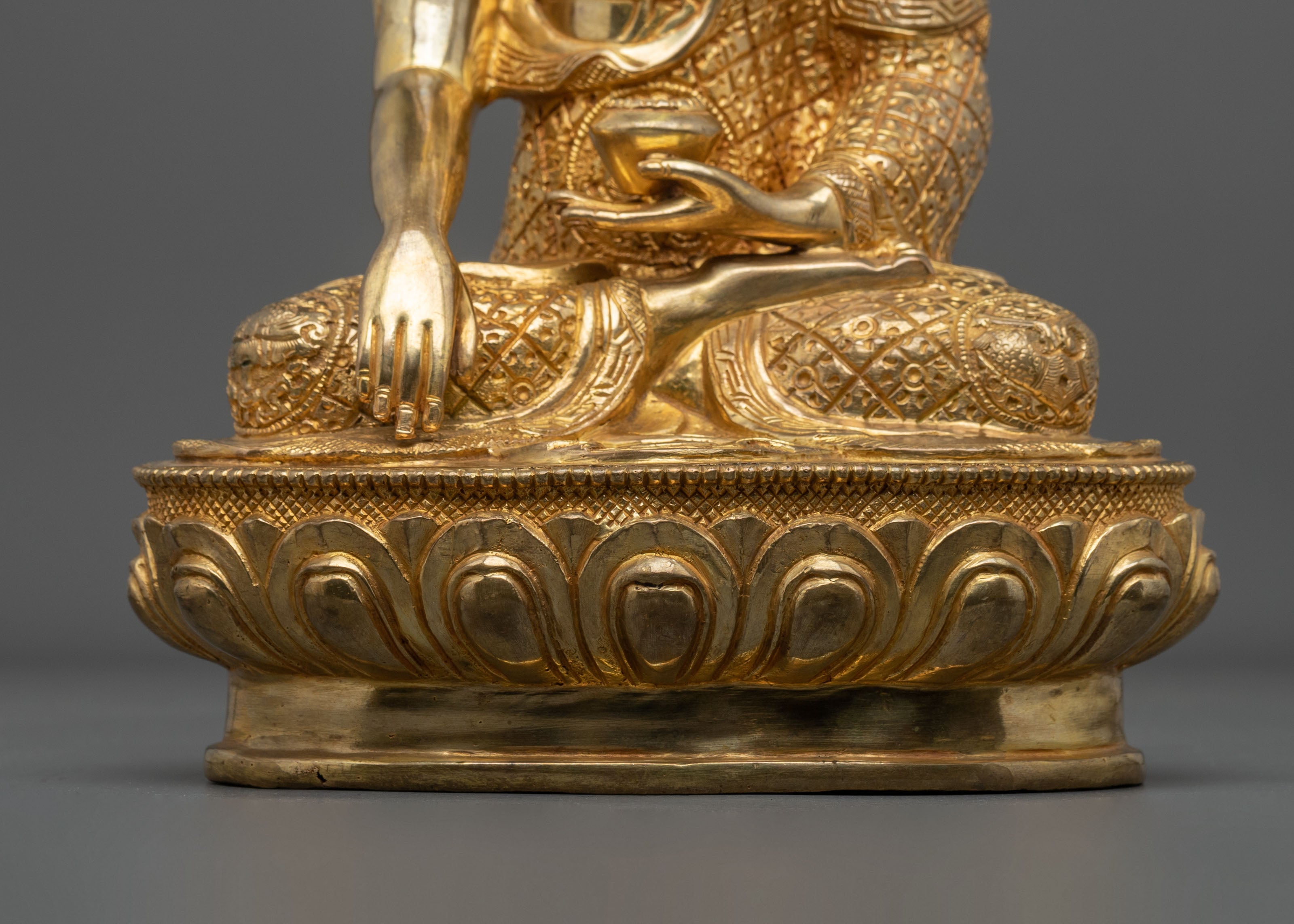 Enlightened Presence: 24k Gold Coated Gautama Buddha Statue