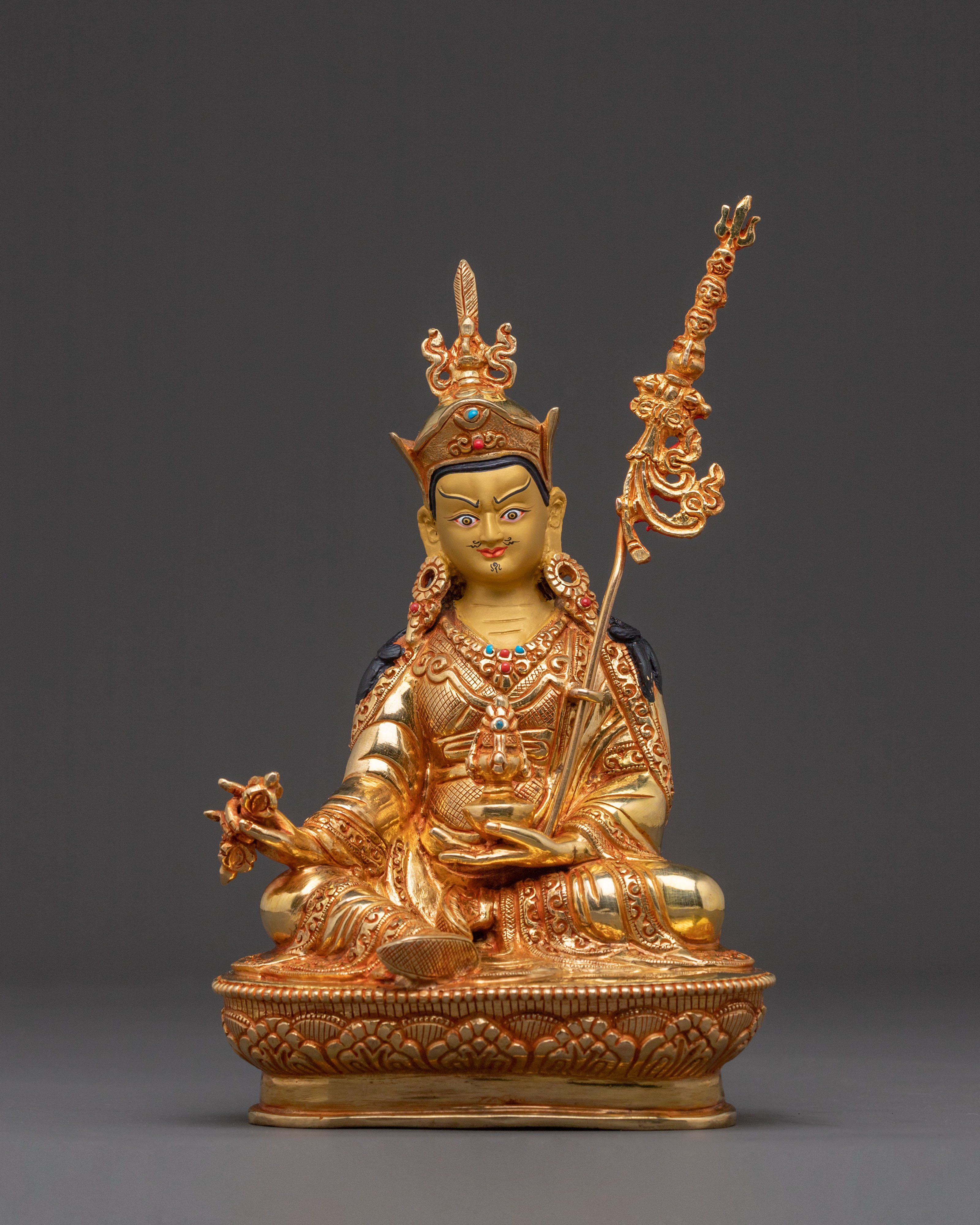 Guru Rinpoche Copper Figurine - Gilded Serenity