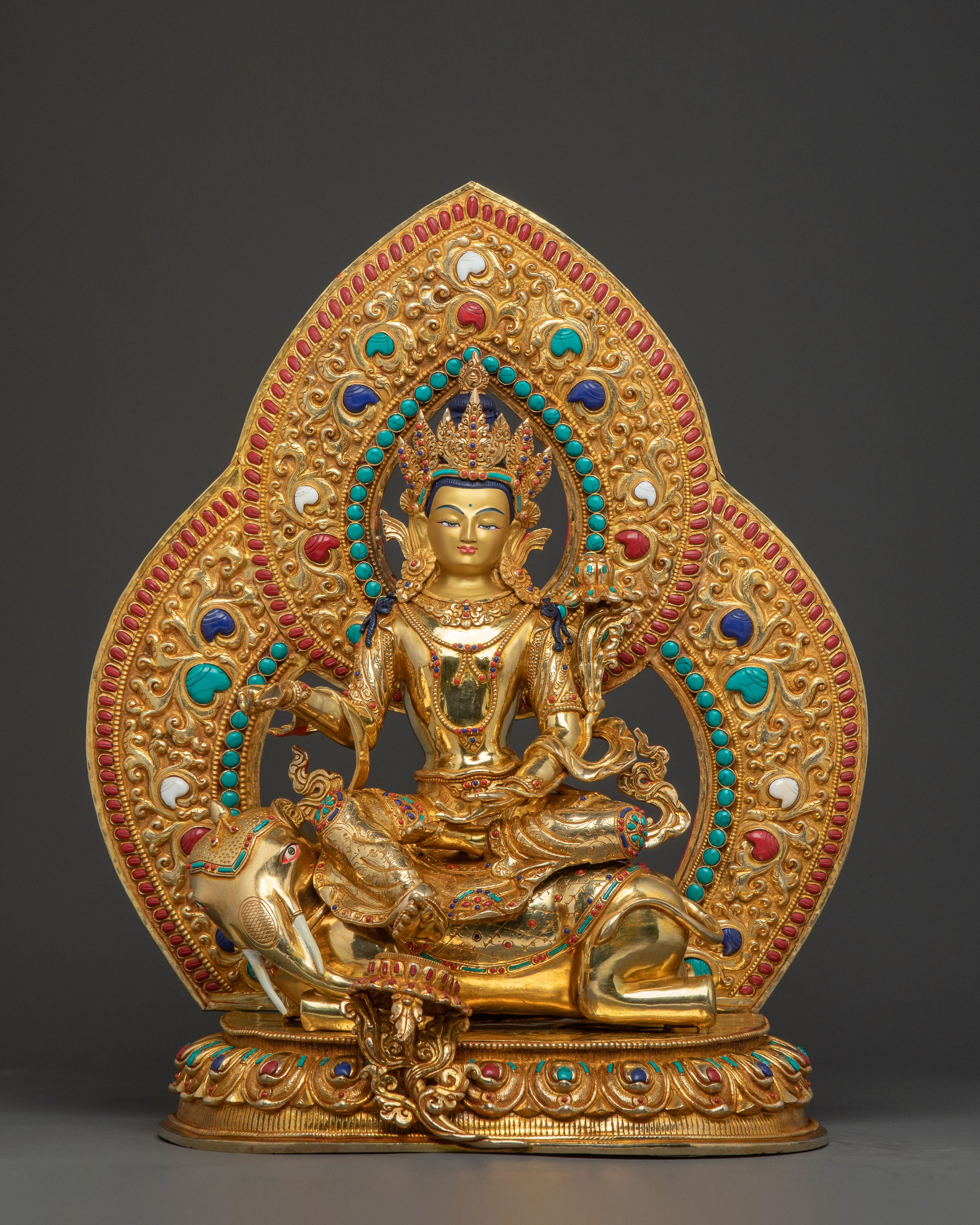 Simhanada Manjushri and Samanthabhadra Statue Set | Nepali Artistry