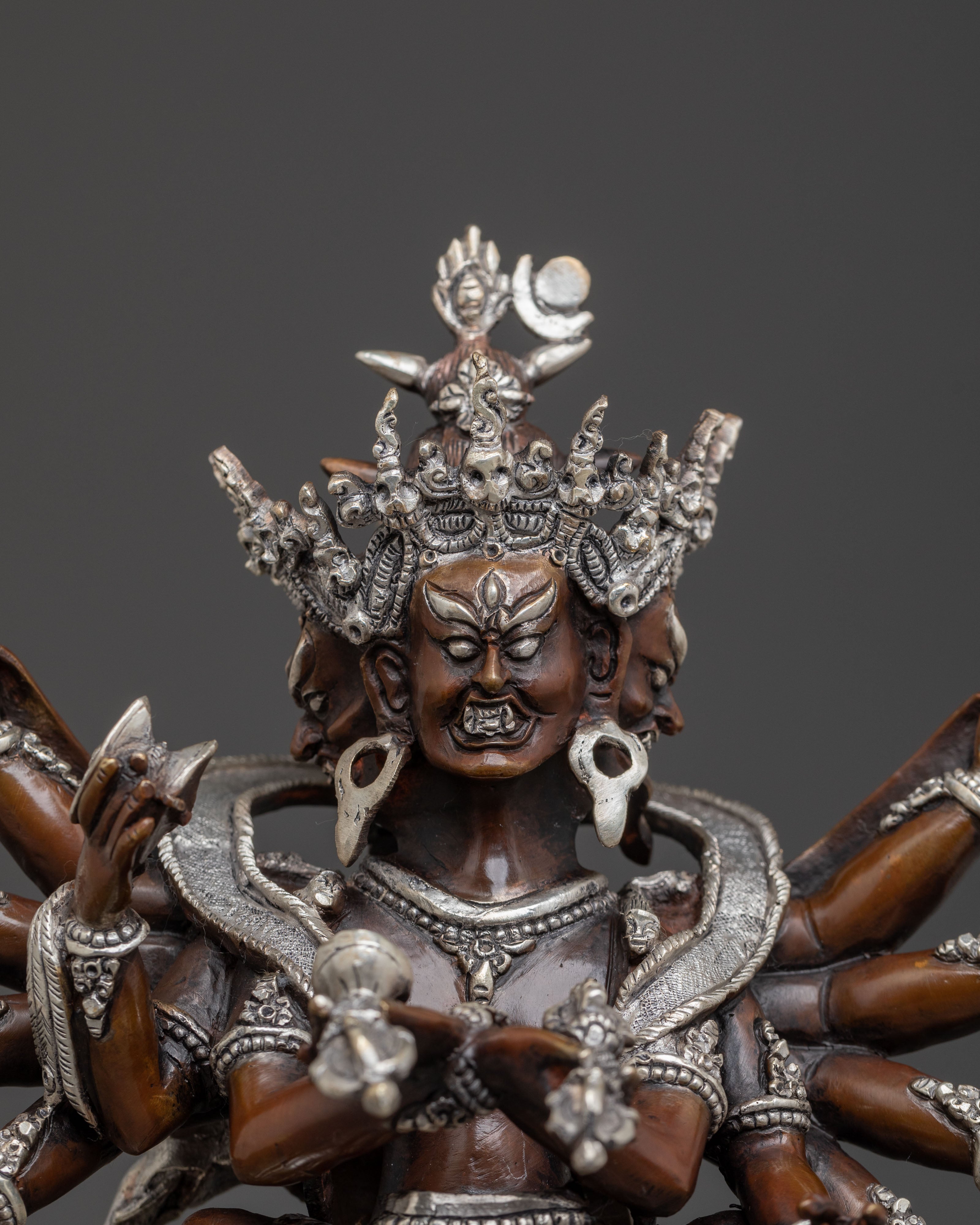 Chakrasambhara Spiritual Statue: Oxidized Tantric Deity