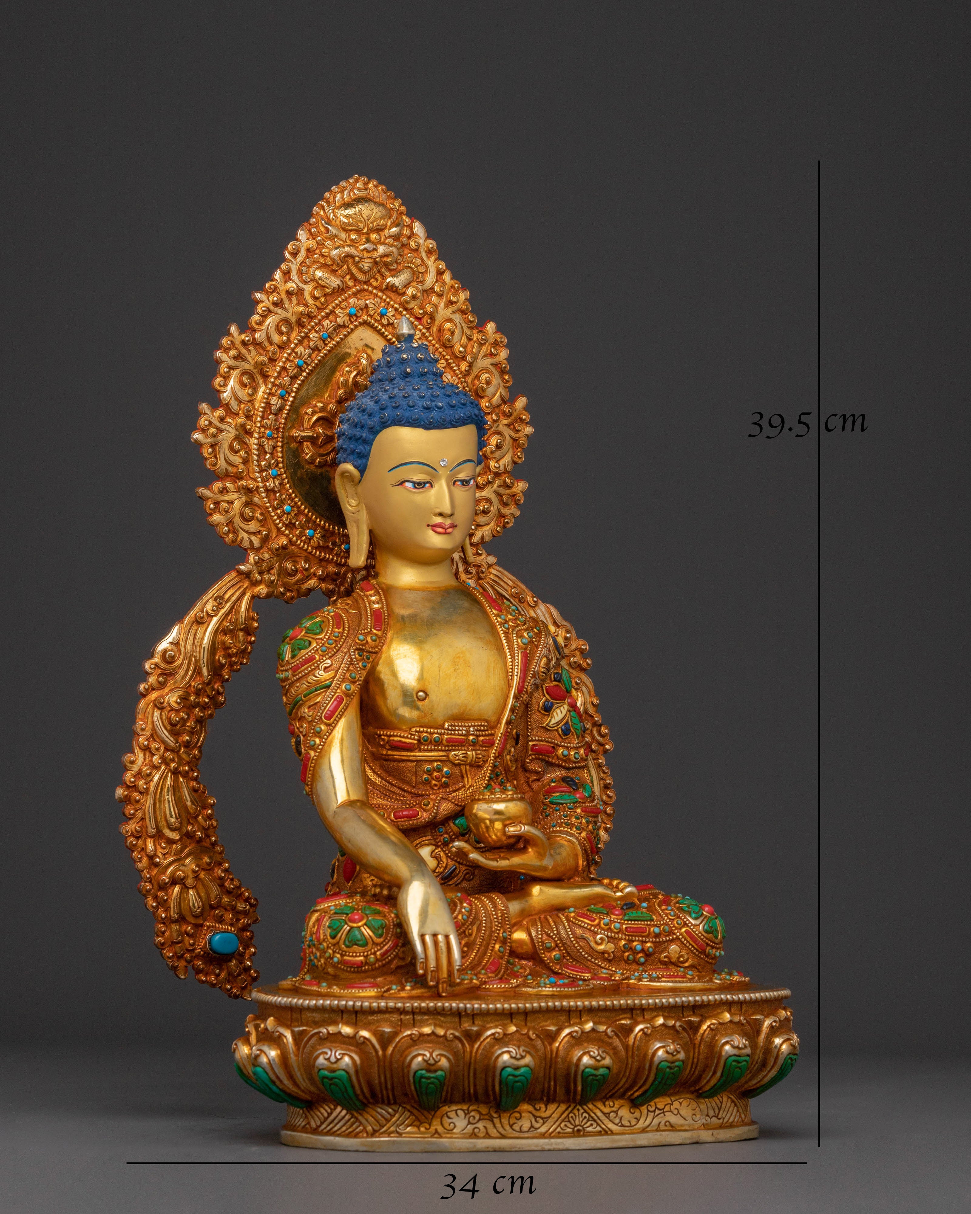 Serene Meditation Shakyamuni Statue – 24K Gold Gilded Art