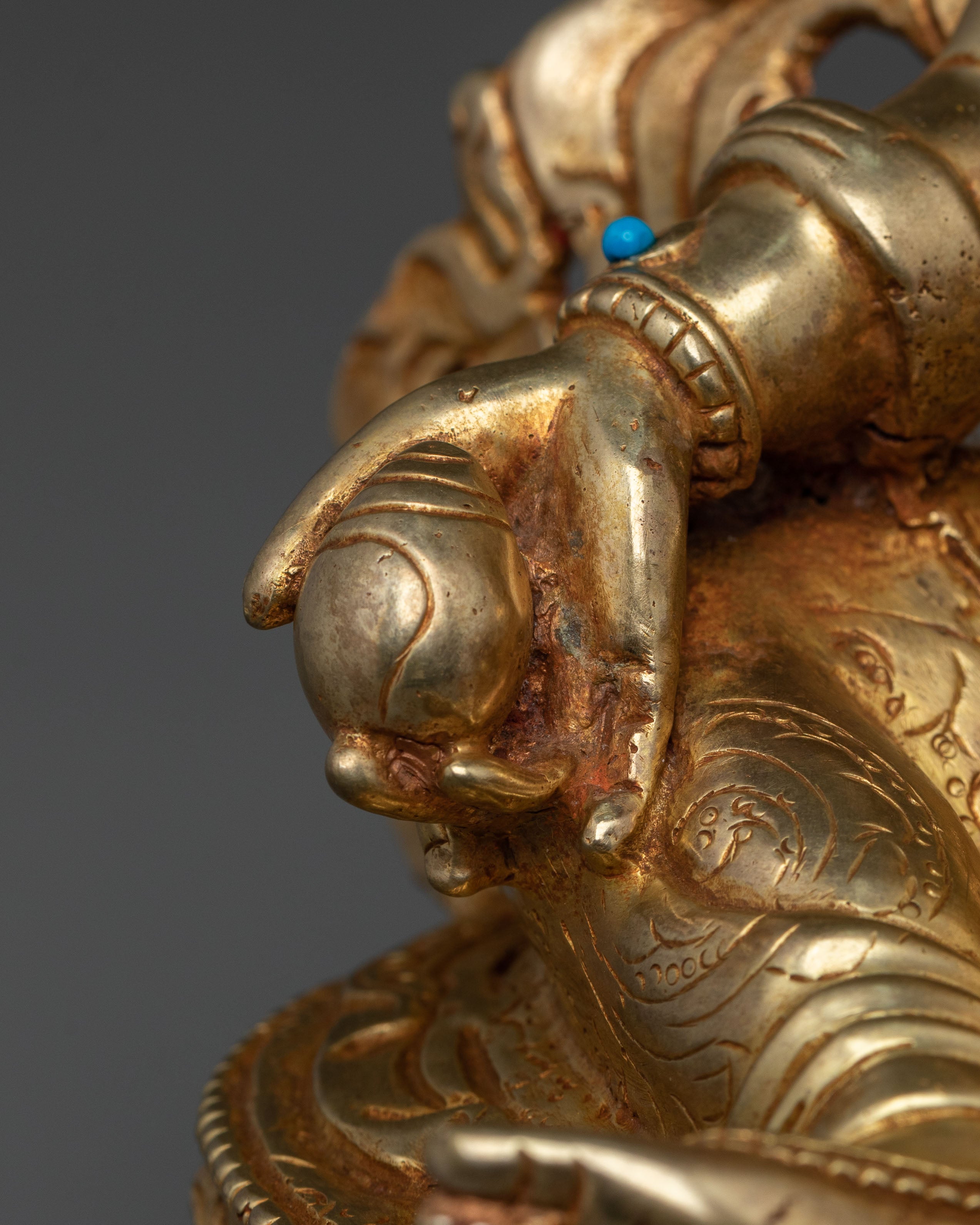 Guardian of Prosperity Dzambhala Statue, Gold Gilded