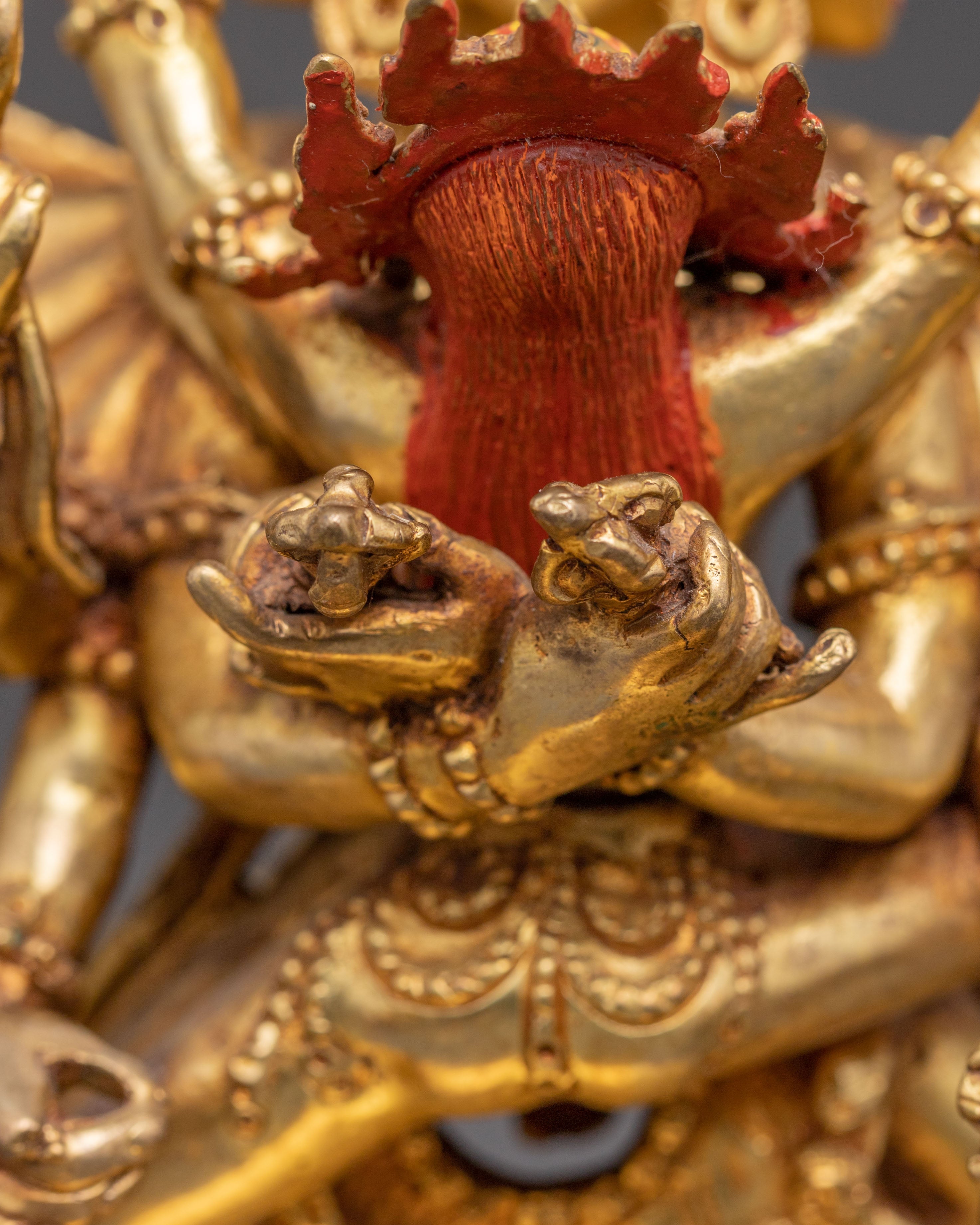 Exquisite 24K Gilded Handmade Chakrasamvara Golden Statue