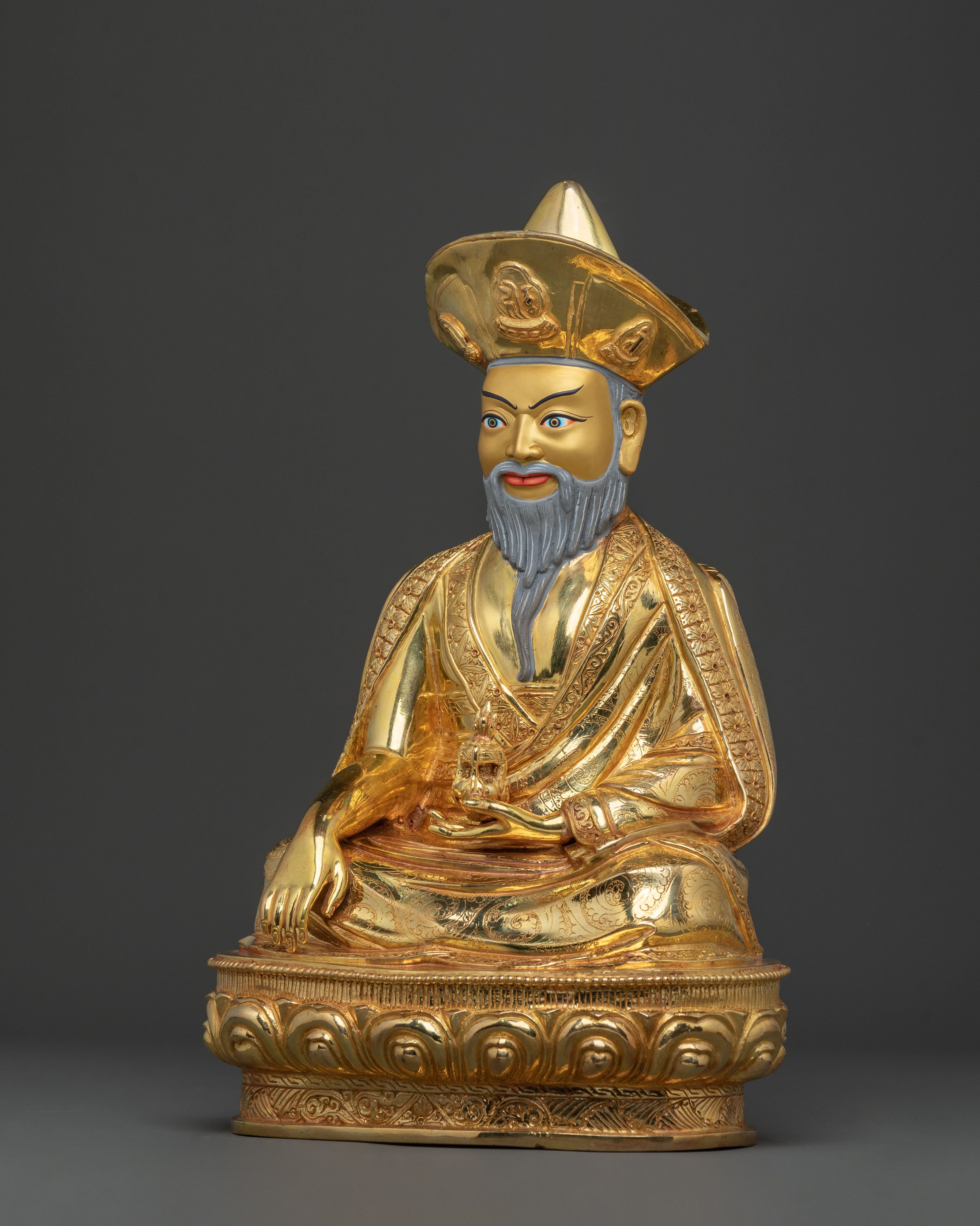 Enlightened Master: Guru Shapdum 24K Gold Gilded Statue
