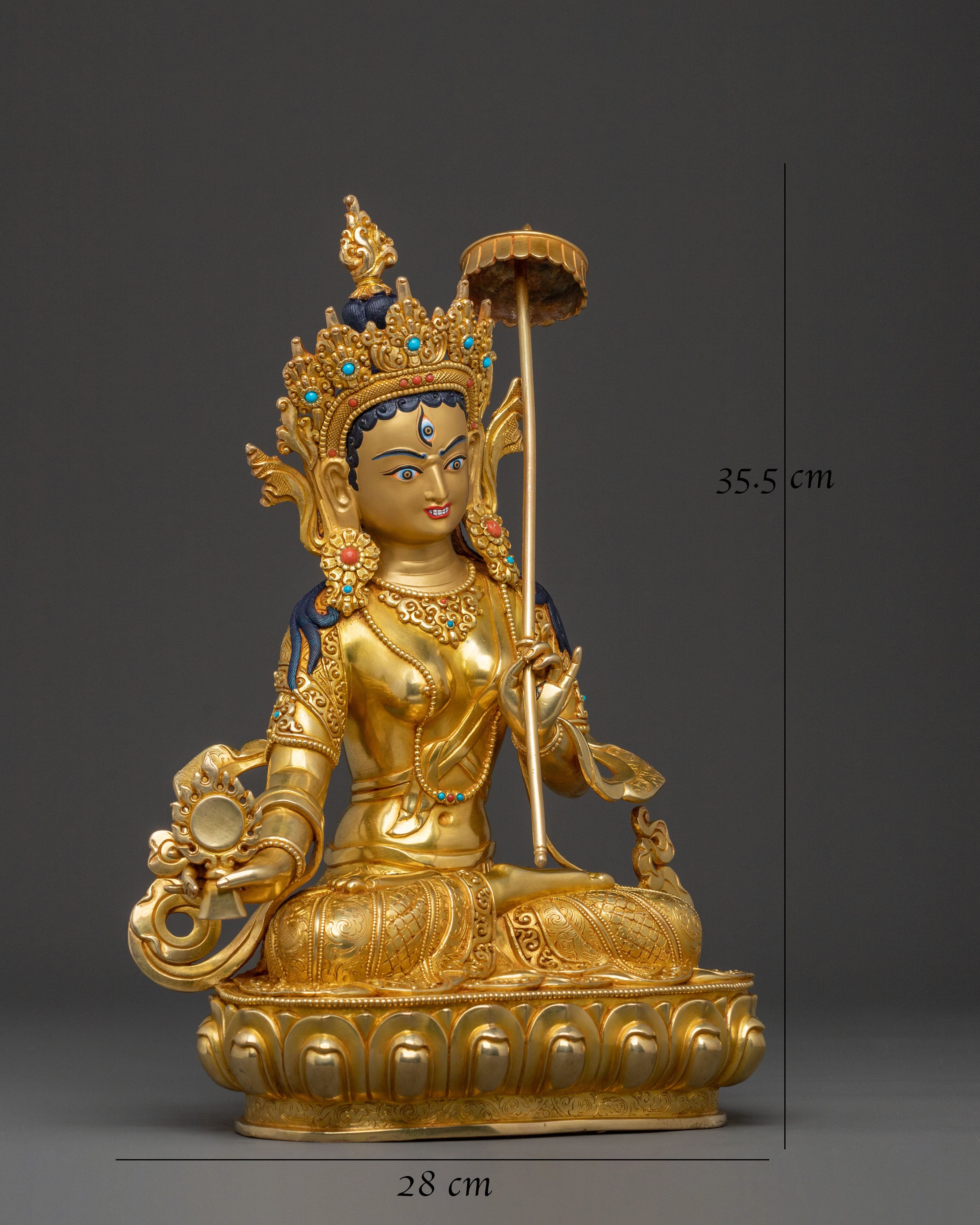 Dukar White Umbrella Protector Statue: Made in Nepal