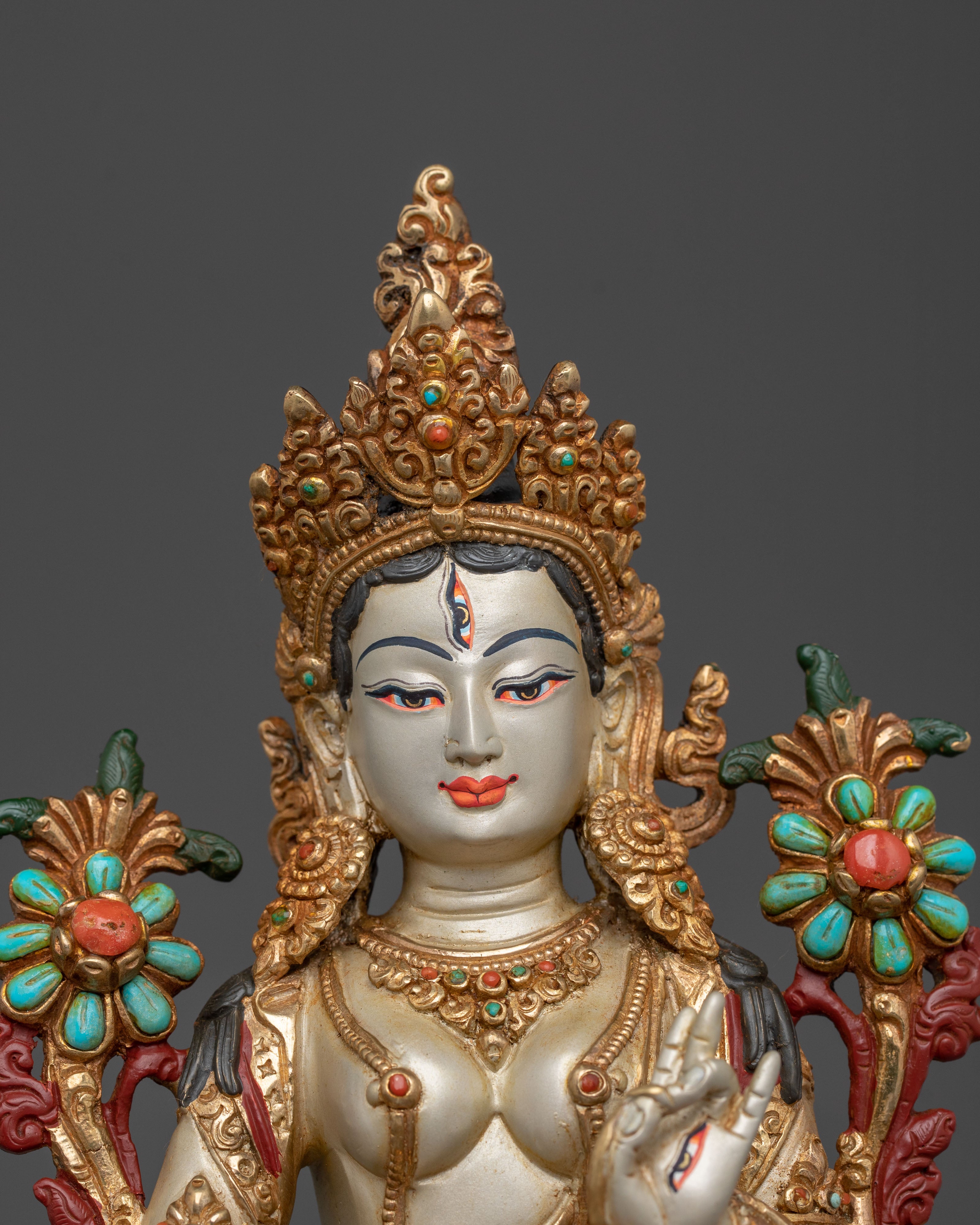 Traditional Tibetan White Tara Statue | Spiritual Home & Shrine Decor