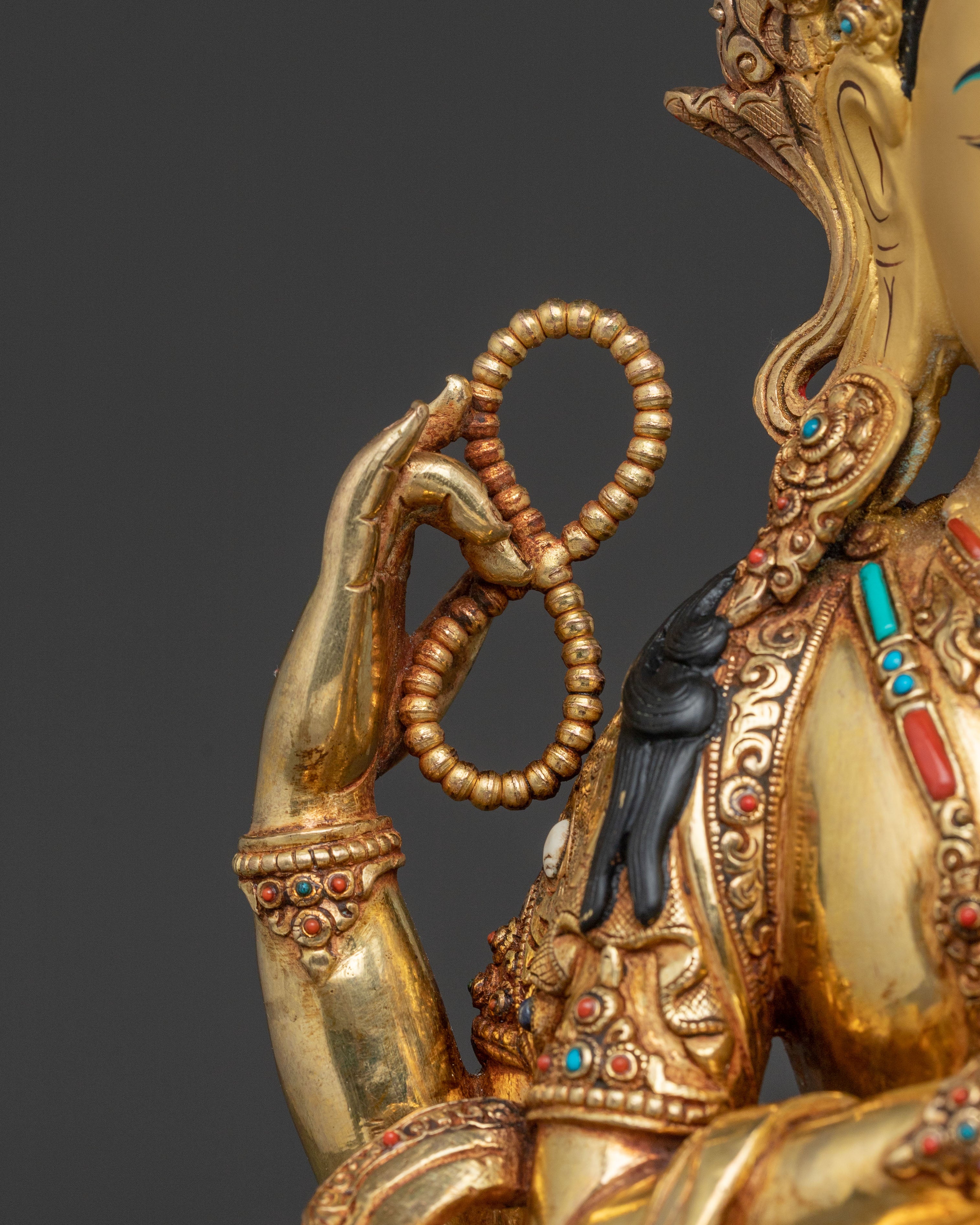 Chenrezig Altar Statue - 24K Gold Gilded